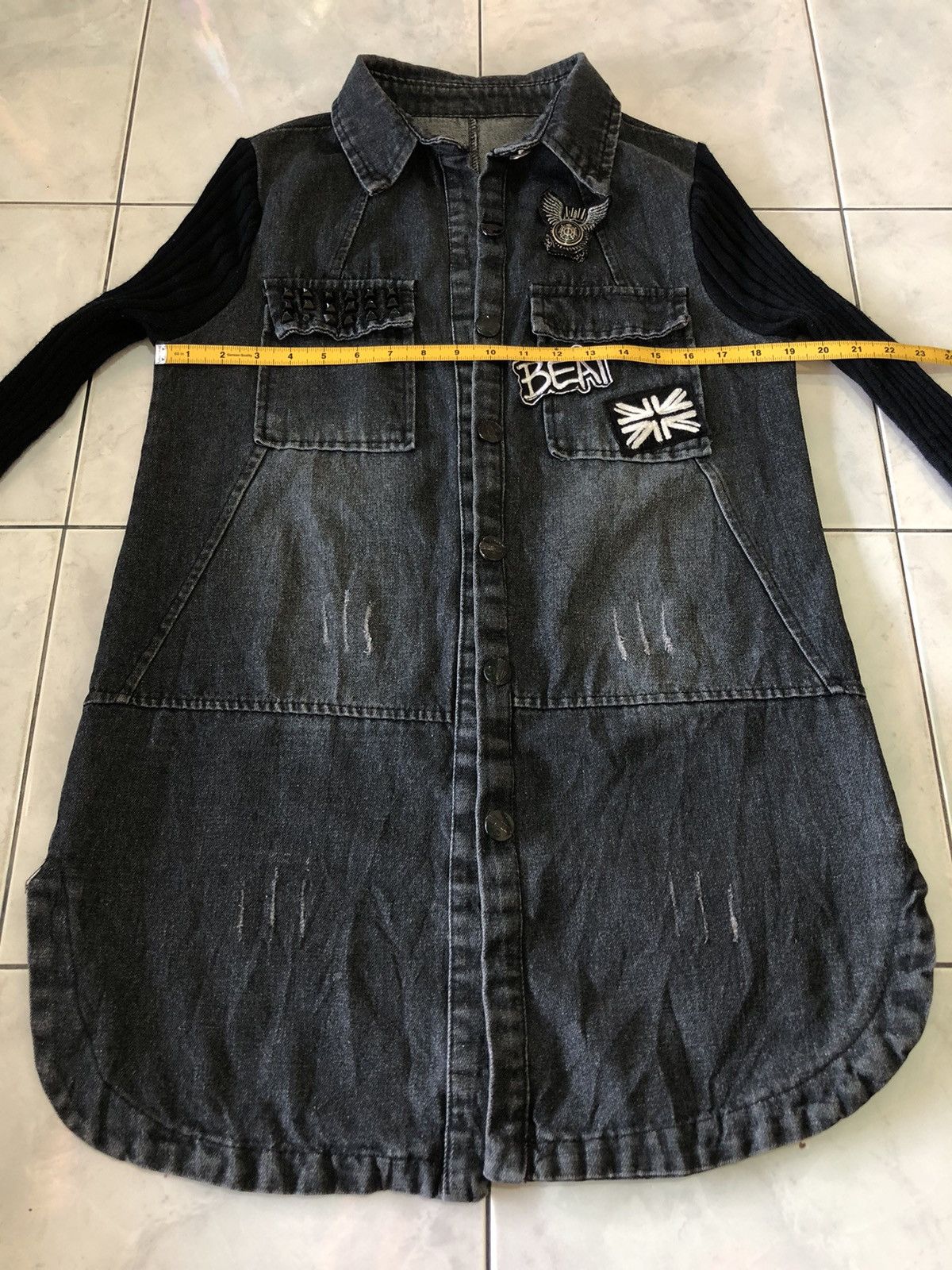 Japanese Brand Shirt Denim British Patch Pin Studed Knit Longsleeve Style Size US M / EU 48-50 / 2 - 18 Thumbnail