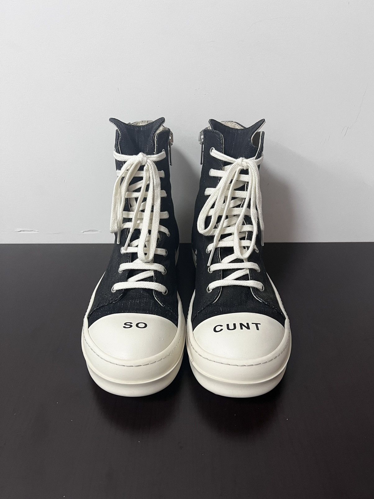 Rick Owens Rick owens so cunt ramones high top sneakers | Grailed