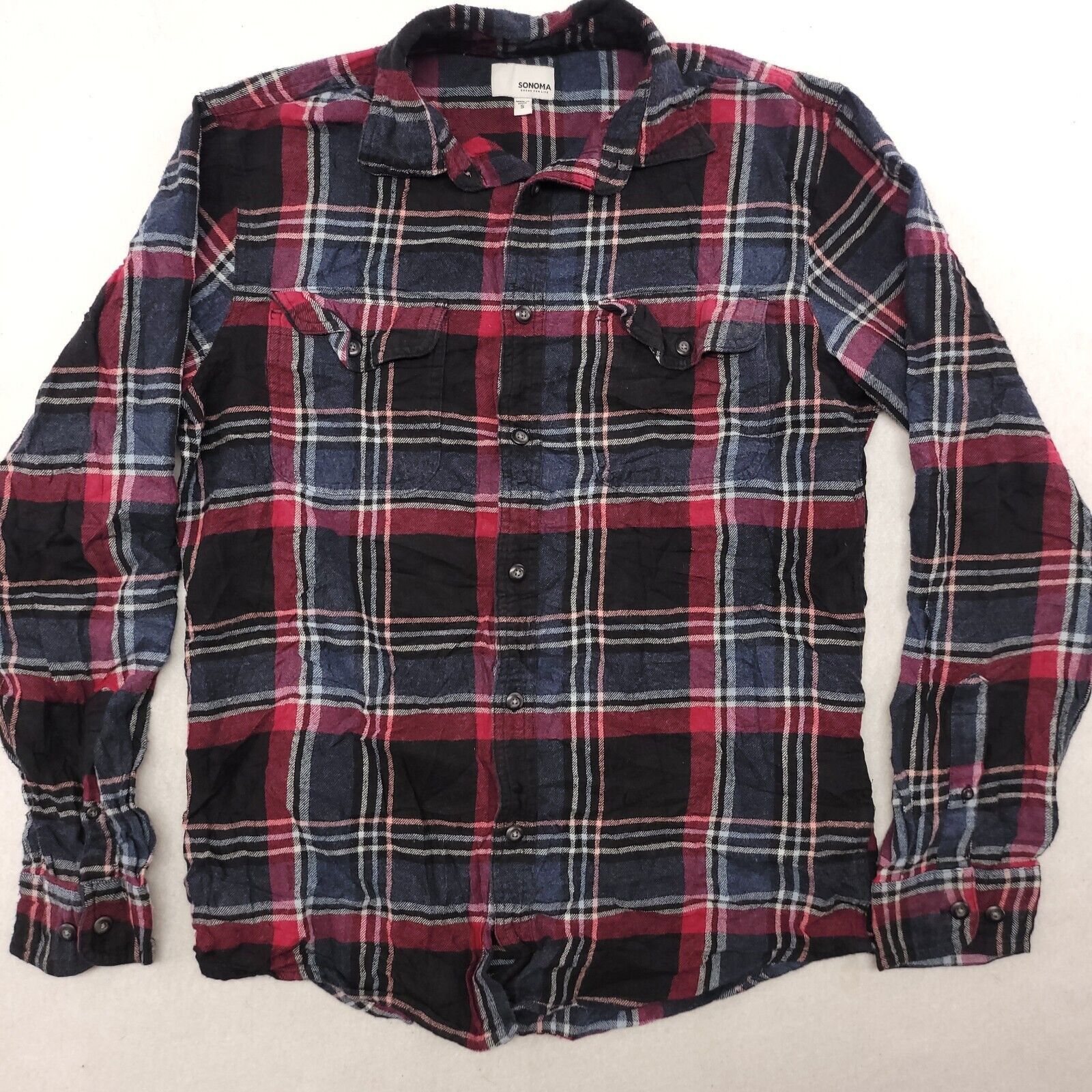 Sonoma Sonoma Madras Flannel Button Up Shirt Mens Size Small S Blue Size US S / EU 44-46 / 1 - 2 Thumbnail