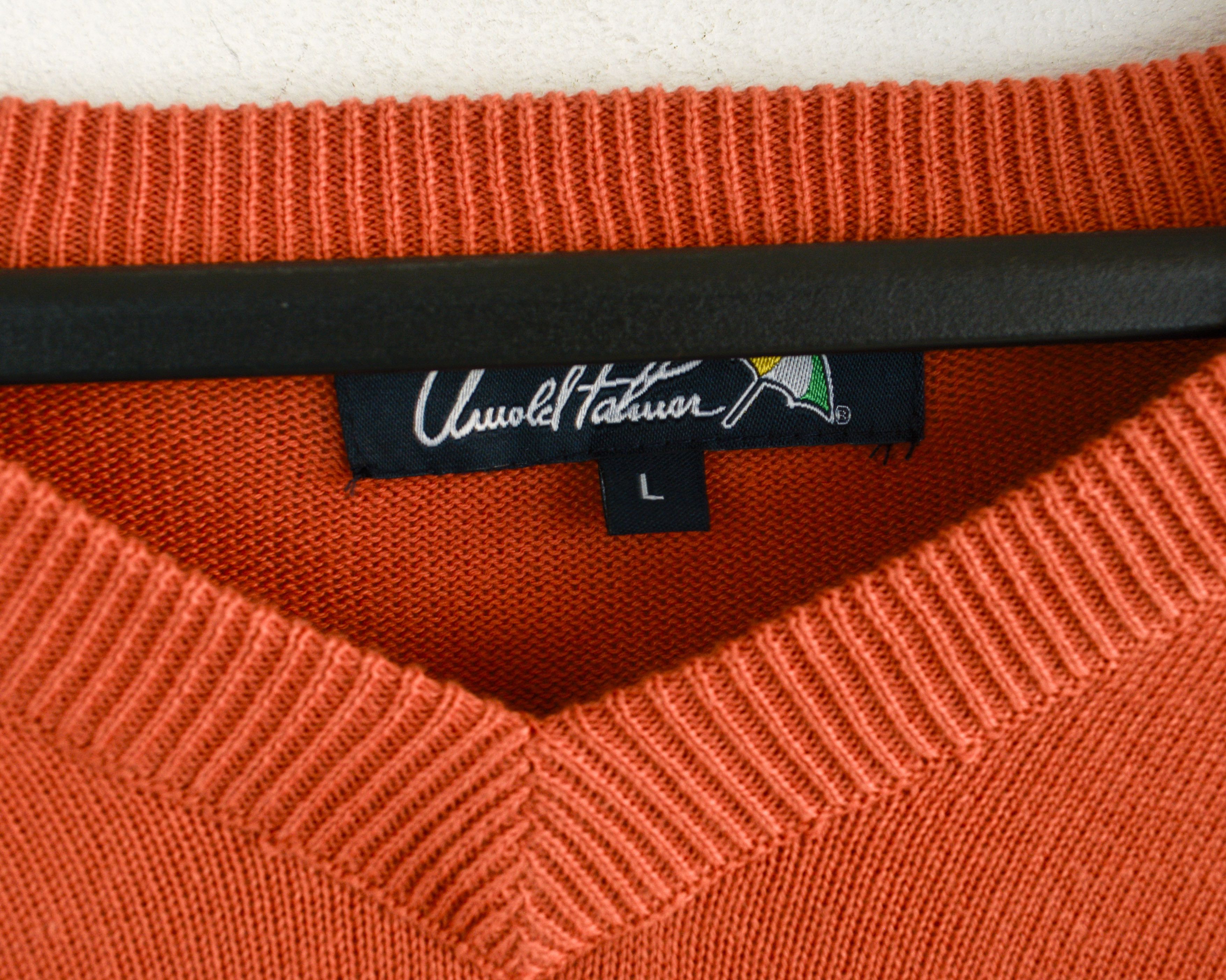 Other ARNOLD PALMER Cotton Orange V-Neck Sweater Jumper Top Size US L / EU 52-54 / 3 - 4 Thumbnail
