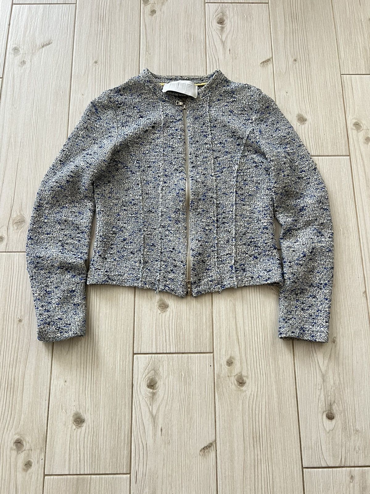 Harris Wharf London Textured Zip Jacket Cropped Minimalist in Gray, Women's — image 4 of 6