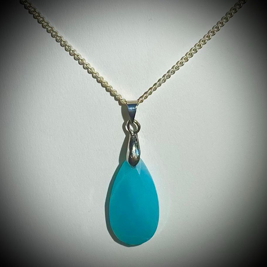 AUN Sterling 925 Silver & Amazonite Necklace