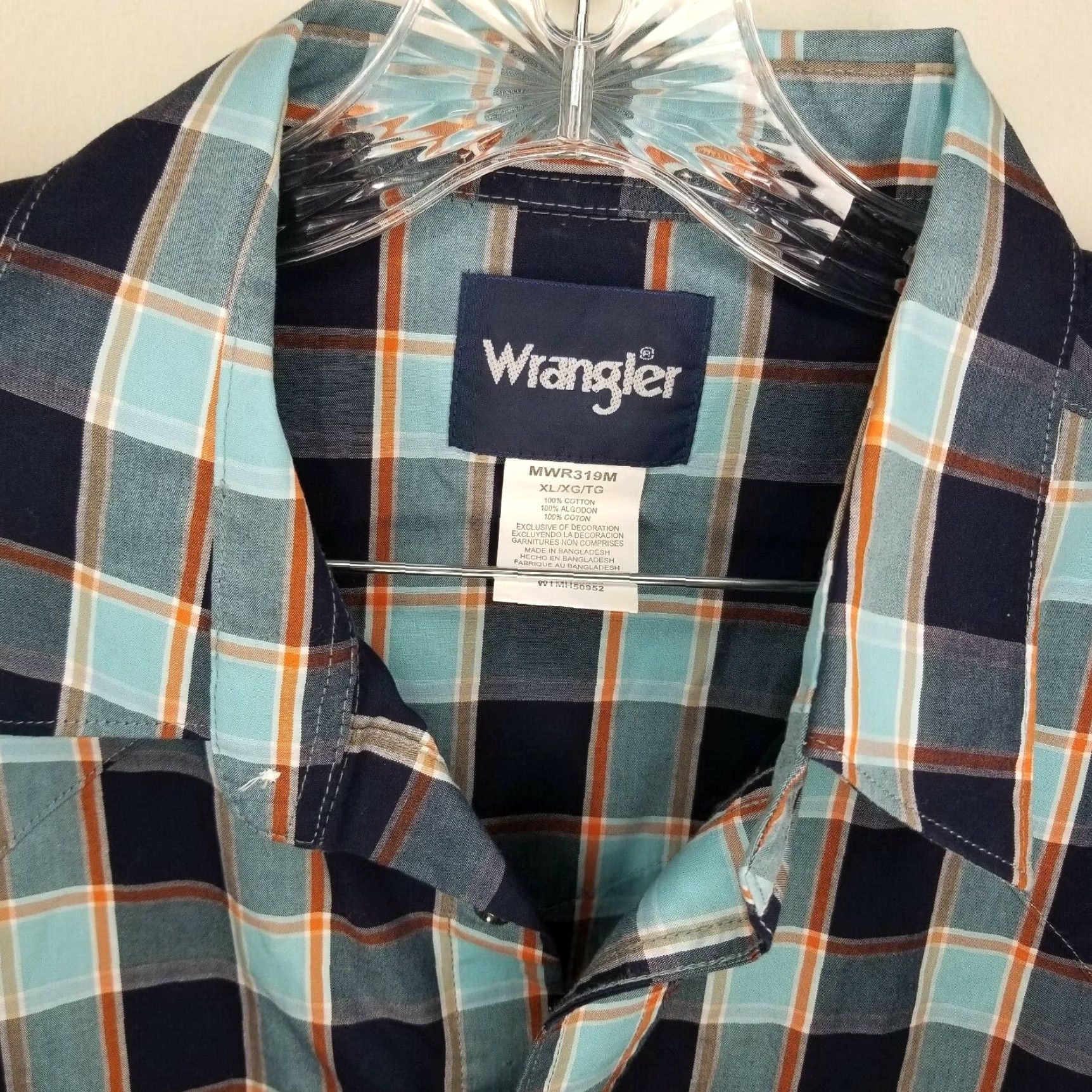 Wrangler Wrangler Shirt Men XL Blue Plaid Pearl Snap Button Up Short Sleeve Size US 36 / EU 52 - 2 Thumbnail