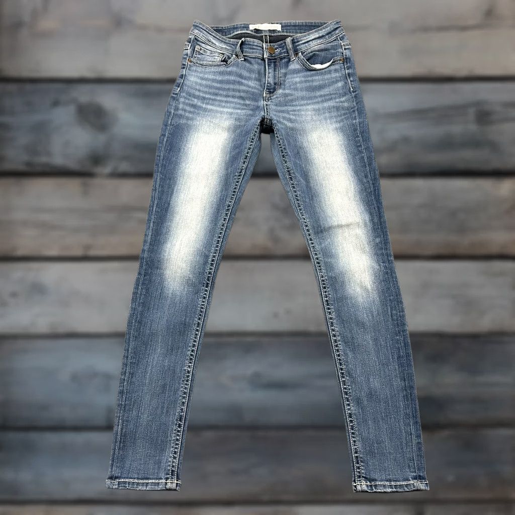 Vintage BKE Payton Jeans Women 27x31.5 Blue Skinny Mid Rise Regular Denim 5-Pocket Distressed Logo Buckle Bke Jeans Size 27" / US 4 / IT 40 - 1 Thumbnail
