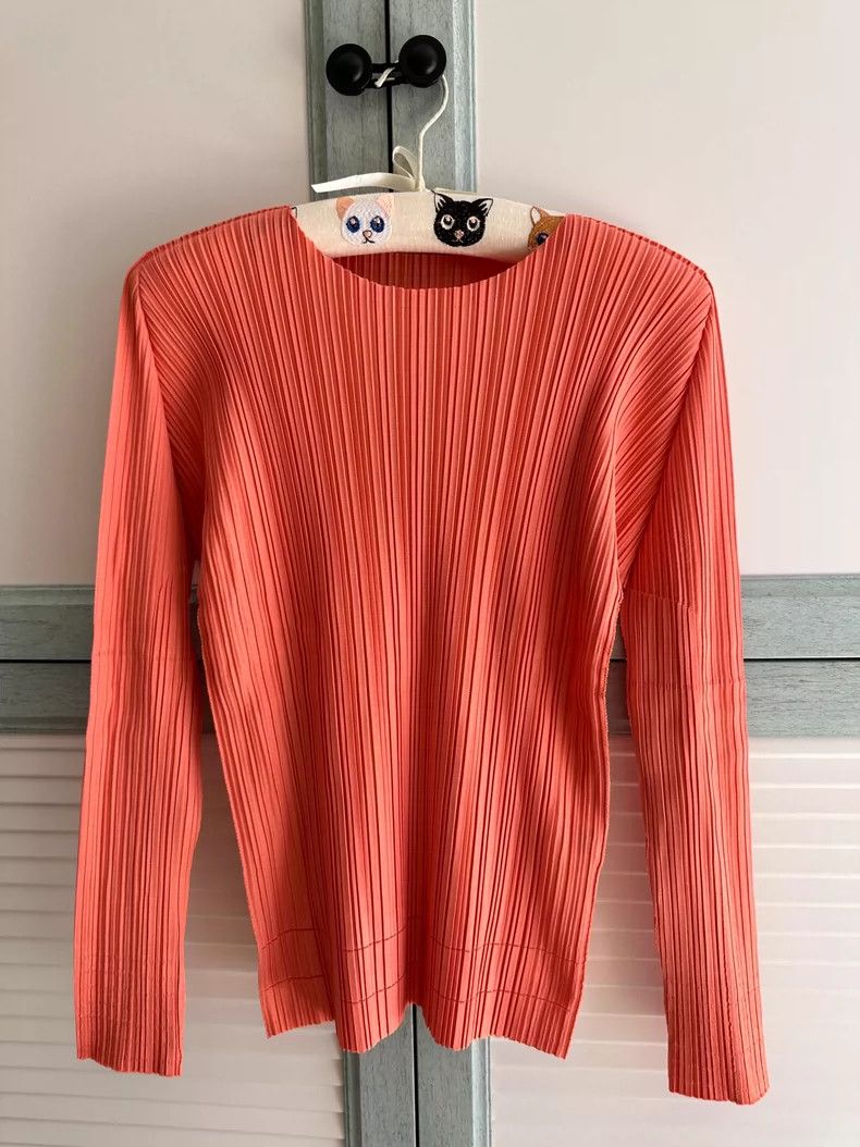 Issey Miyake Issey Miyake size:3 Orange pleated long-sleeved shirt Size XS / US 0-2 / IT 36-38 - 1 Thumbnail