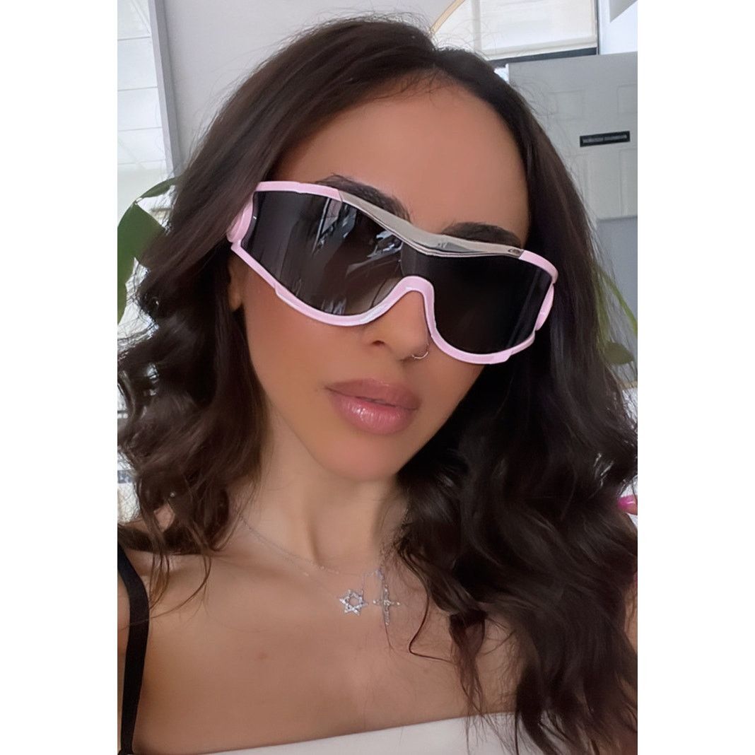 image of New Versace Ve2275 Pink Silver Shield Sunglasses $483, Men's