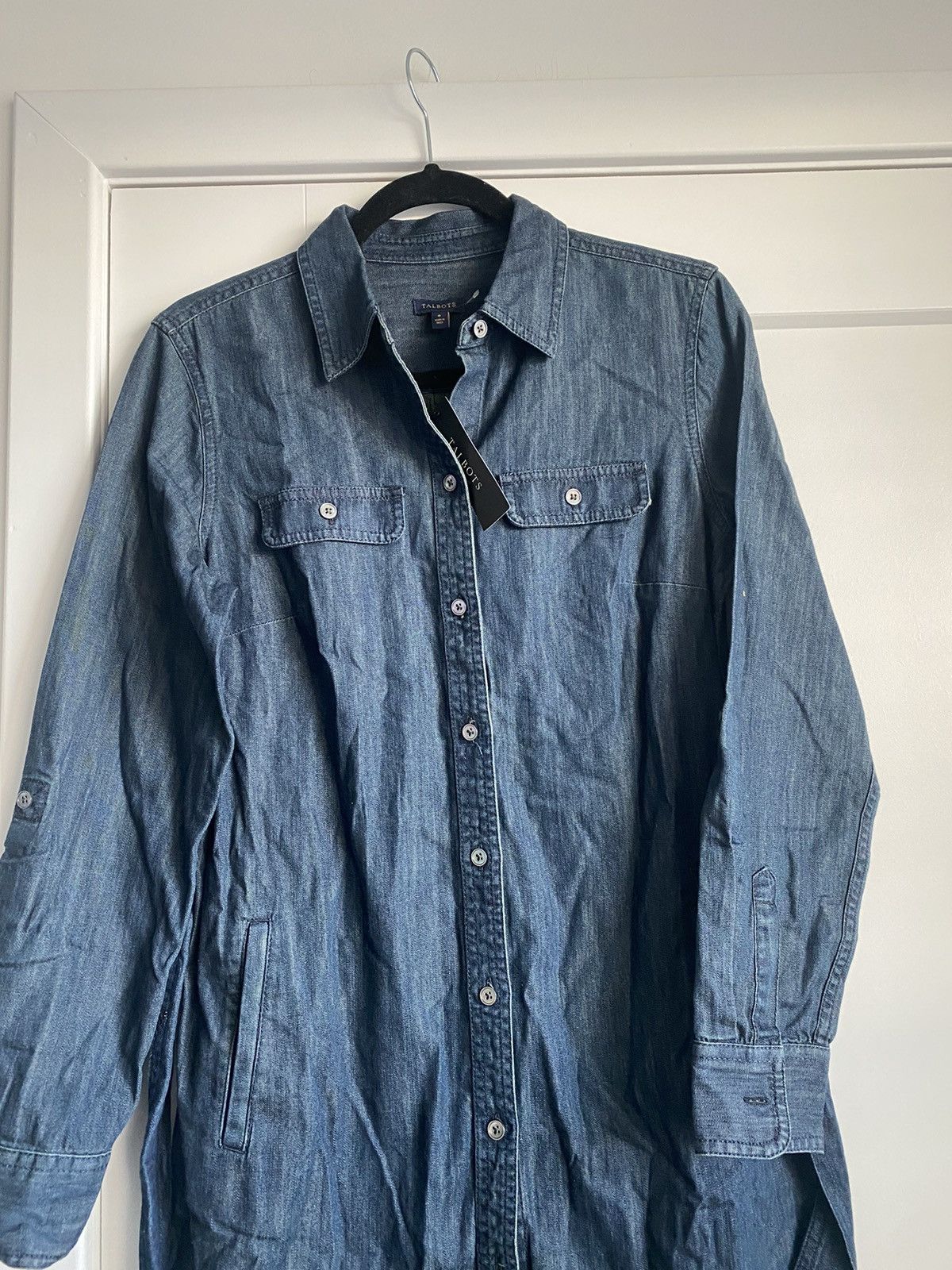 Talbots Talbots Sz6Long Roll Tab Sleeve denim tie waist Dress NWT Size M / US 6-8 / IT 42-44 - 4 Thumbnail