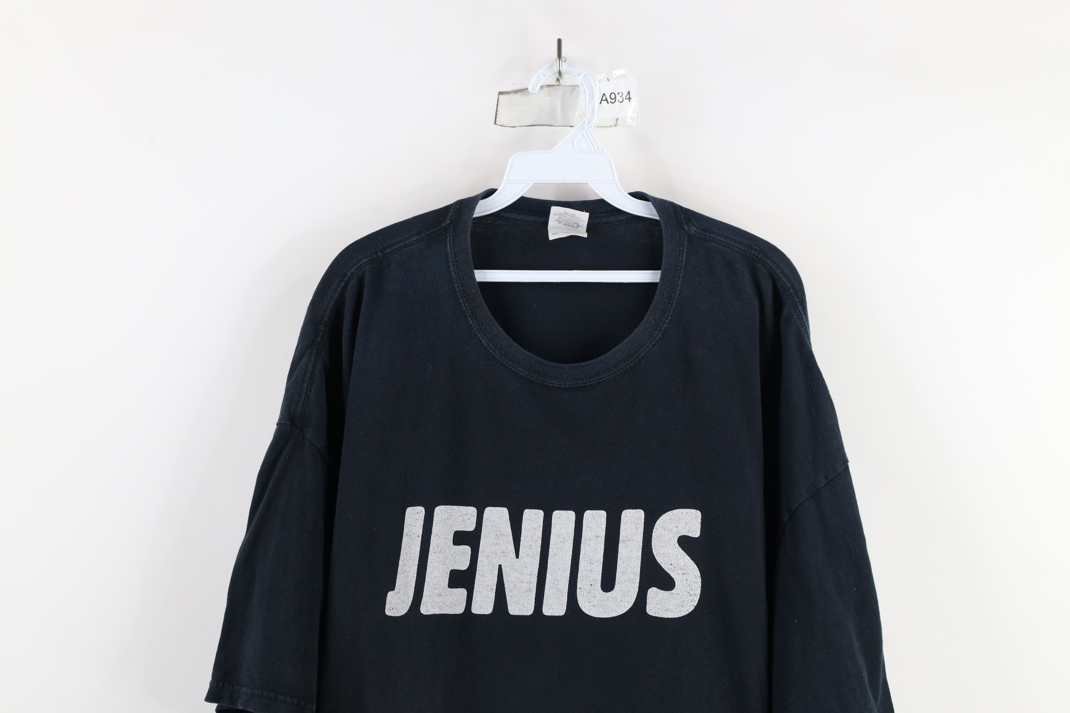 Vintage Vinage 90s Y2K Streetwear Spell Jenius Short Sleeve T-Shirt Size US XXL / EU 58 / 5 - 2 Thumbnail
