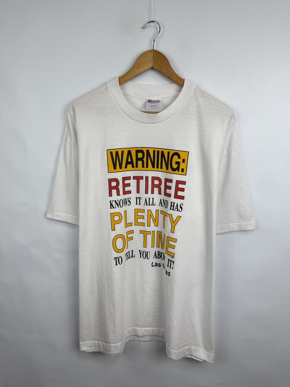 Hanes 🇺🇸 Vintage 1992 Warning Retiree Know It All And Has Plenty Te Size US XL / EU 56 / 4 - 3 Thumbnail