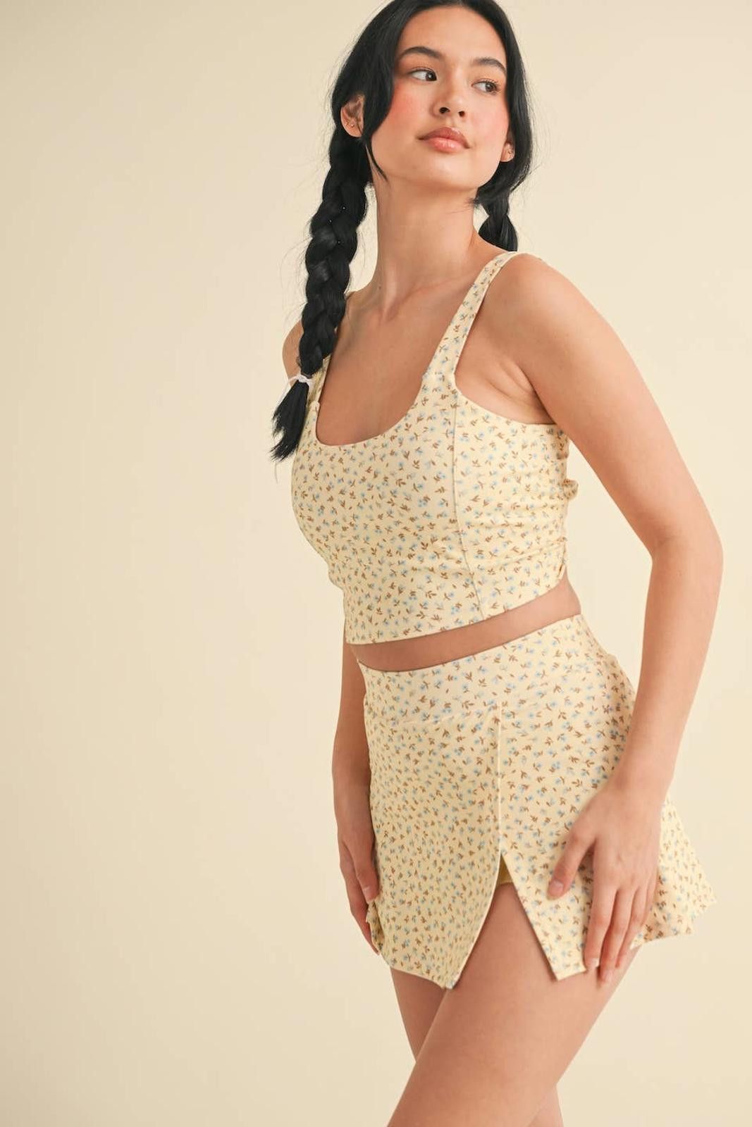 Christian Kimber Ditsy Print Twist Back Crop Tank by Kimberly C Size ONE SIZE - 7 Thumbnail