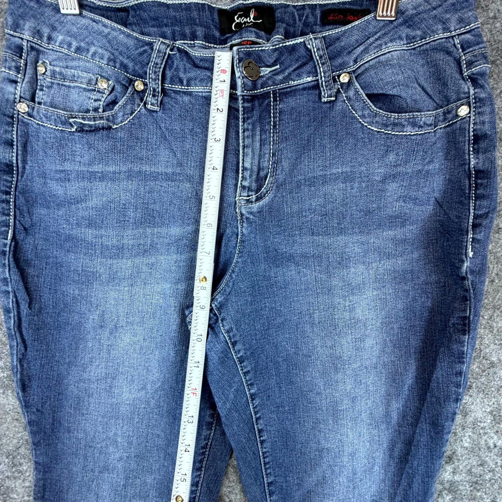 Earl Jeans Earl Jean Slim Bootcut Jeans Womens 12P Blue Y2K Embellished Size 34" / US 12 / IT 48 - 5 Thumbnail