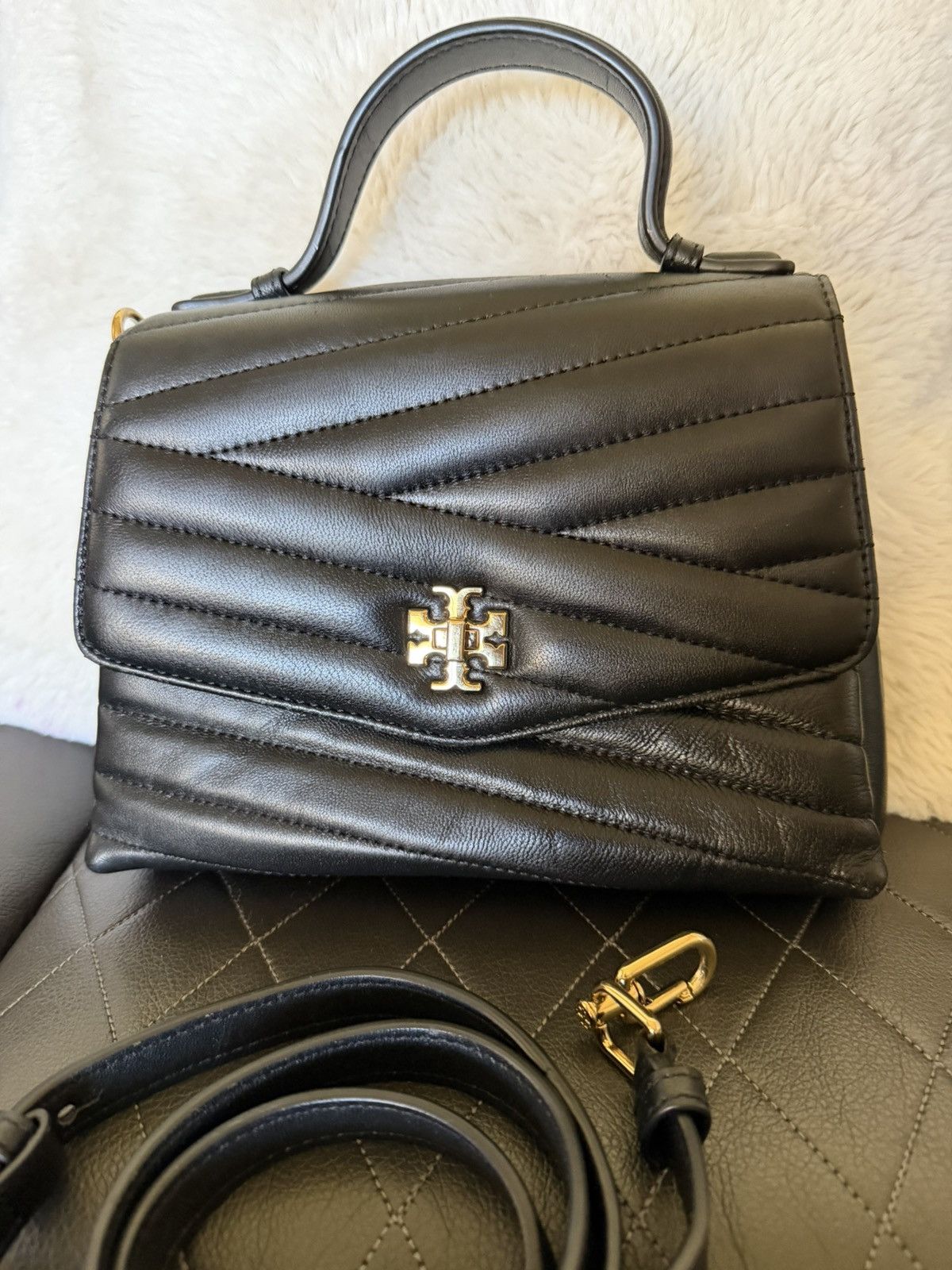 Tory Burch Tory Burch Kira Chevron Leather Top Handle Satchel 2 Way bag Size ONE SIZE - 3 Thumbnail