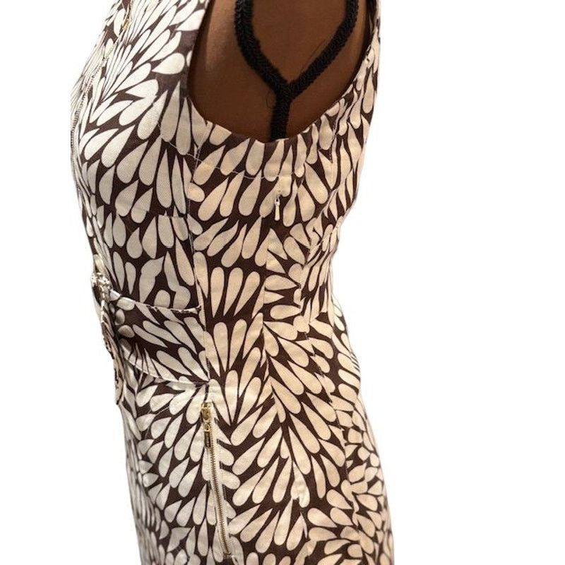 Tory Burch Tory Burch Brown & White Sleeveless Linen Mini Dress Size S / US 4 / IT 40 - 3 Thumbnail