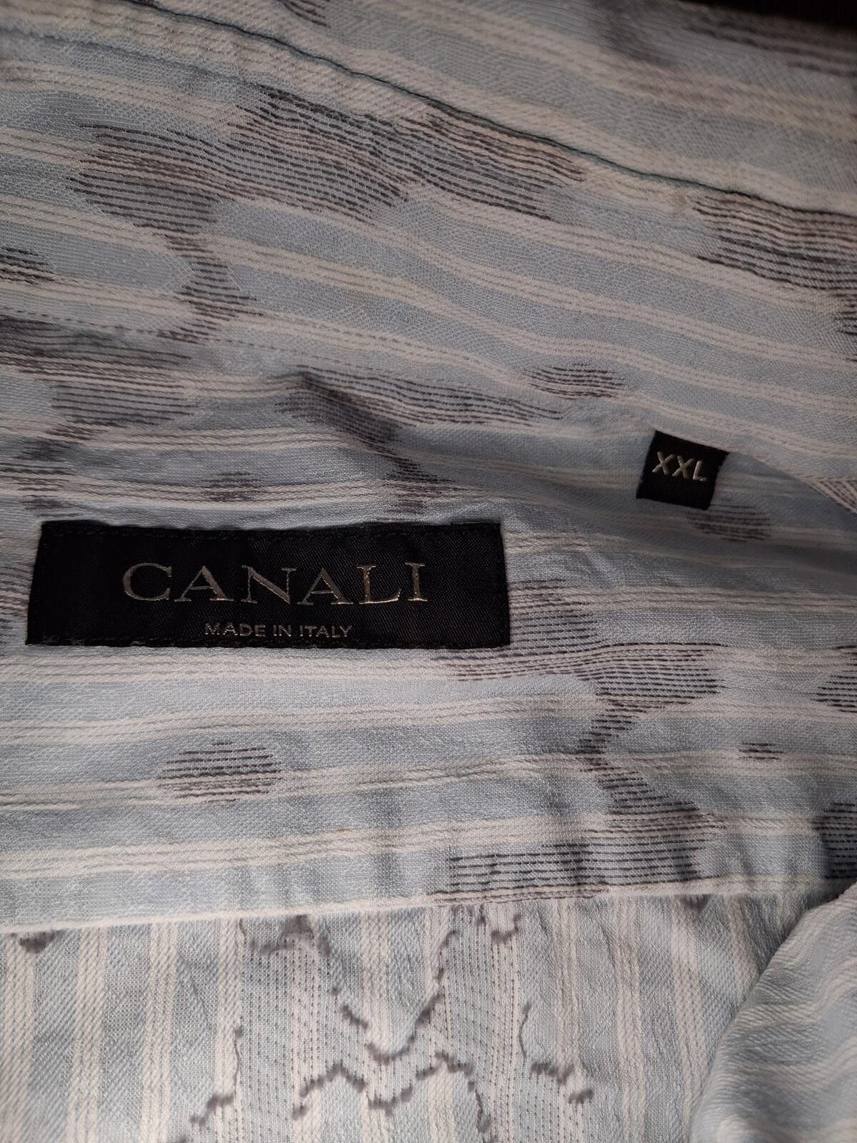 Canali Canali Dress Shirt Mens XXL Blue Abstract Design Cotton Size 48R - 2 Thumbnail
