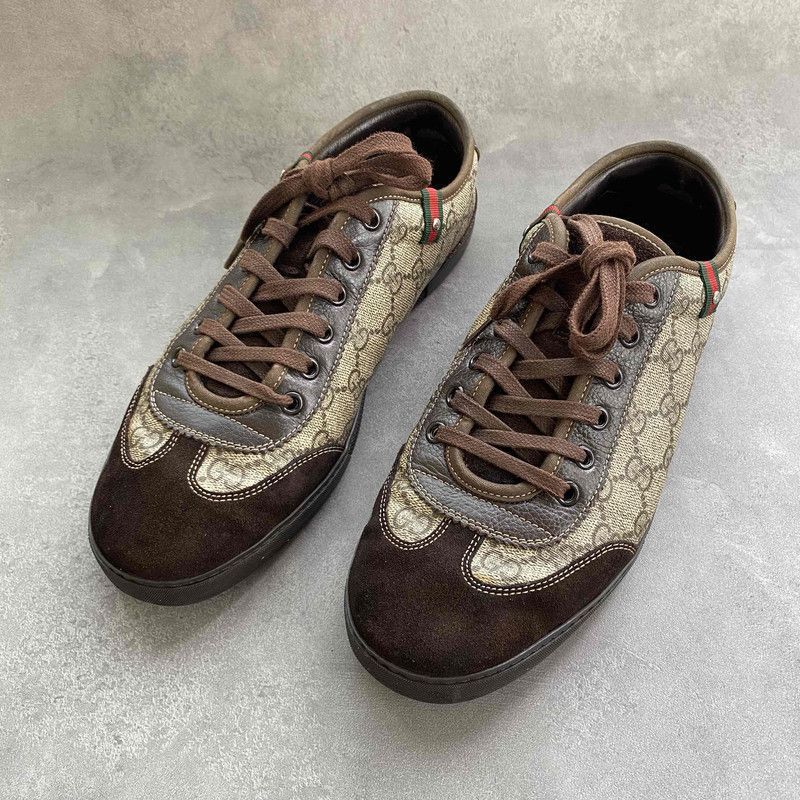 Gucci Gucci Suede Casual Sneakers in Dark Beige - Size US 8 / EU 41 - 1 Thumbnail