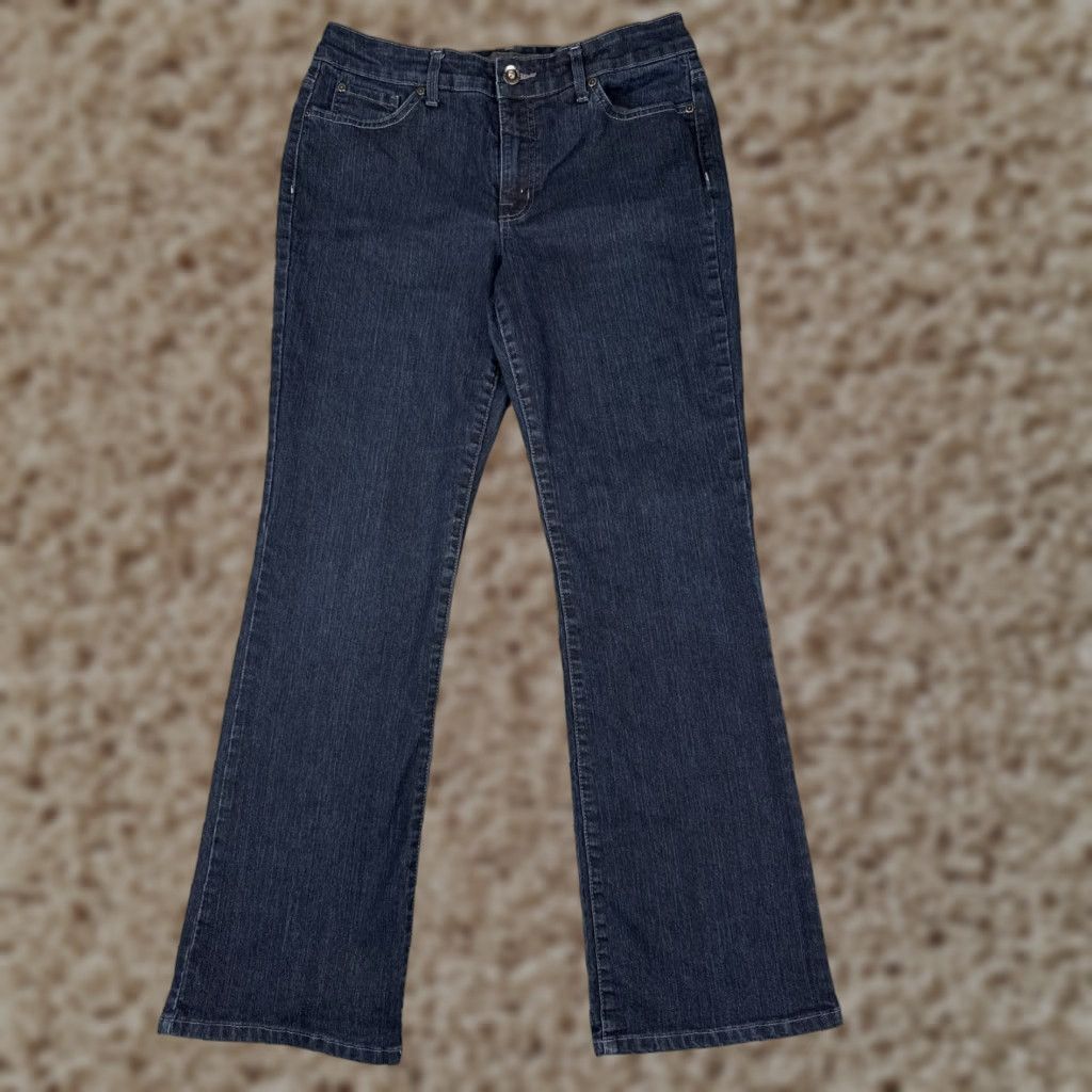Nine West Nine West Pants Women 10 Blue Denim Jeans Bootcut Cotton Dark Embellished 31x31 Size 32" / US 10 / IT 46 - 1 Thumbnail