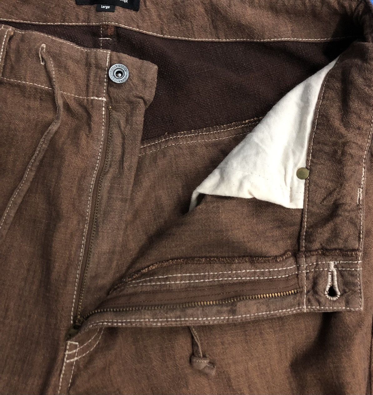 Japanese Brand CNCV concave attempt Brown Distressed Dye Cotton Pant SizeL Size US 35 - 14 Thumbnail