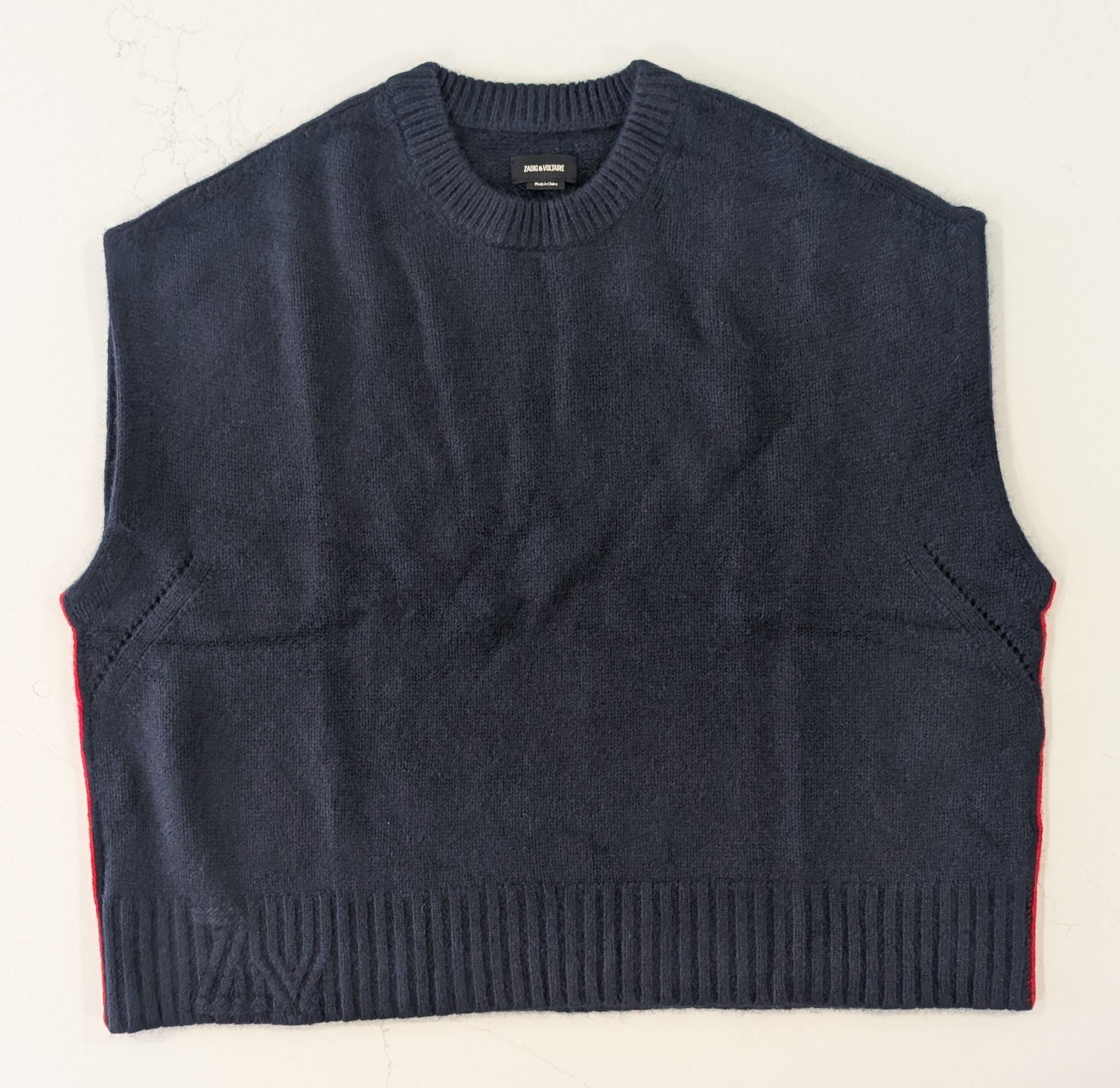 Zadig & Voltaire ZADIG & VOLTAIRE Darcy Wool Cashmere Vest Navy Red M/L Size M / US 6-8 / IT 42-44 - 1 Thumbnail