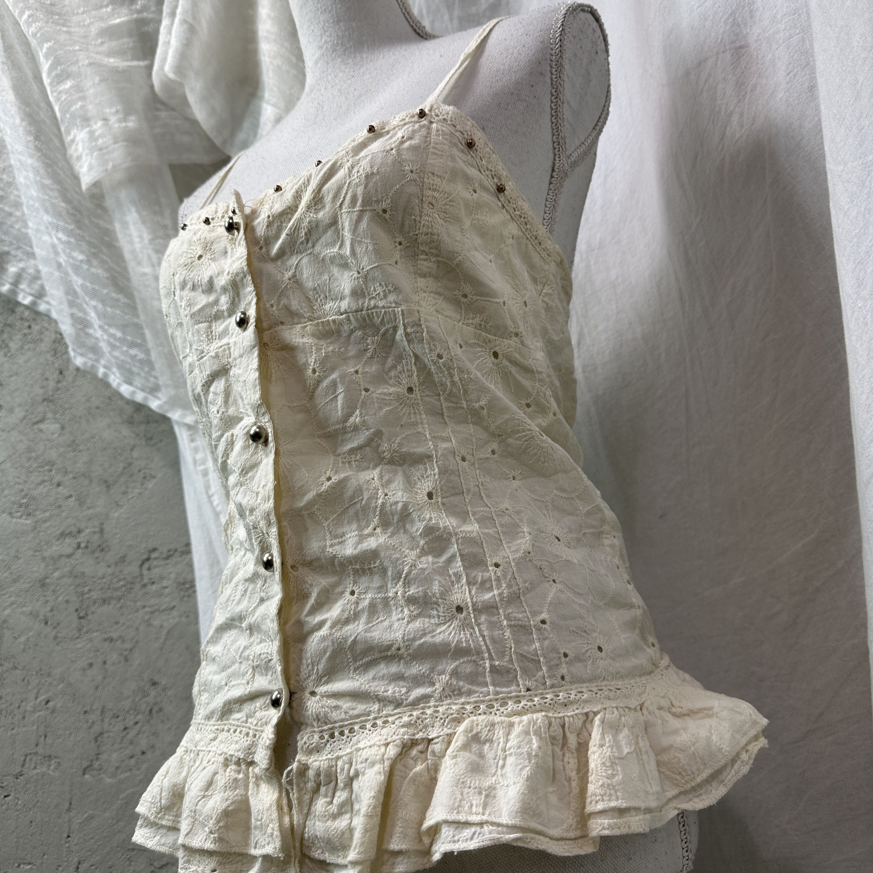 Vintage Vintage Buttoned Lace Cottage Core Top Y2K Size S / US 4 / IT 40 - 5 Thumbnail