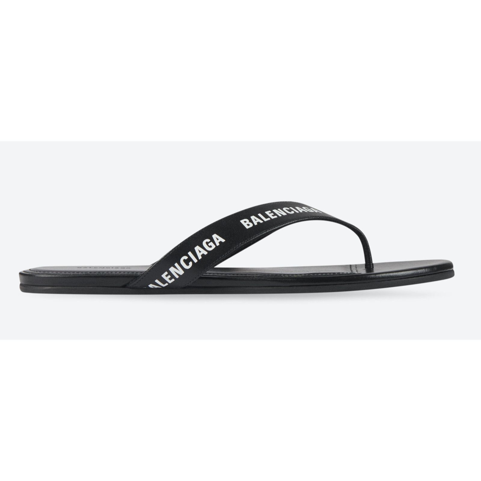 Balenciaga Balenciaga Black White Leather Logo Thong Slide Slip On Size US 6 / IT 36 - 3 Thumbnail