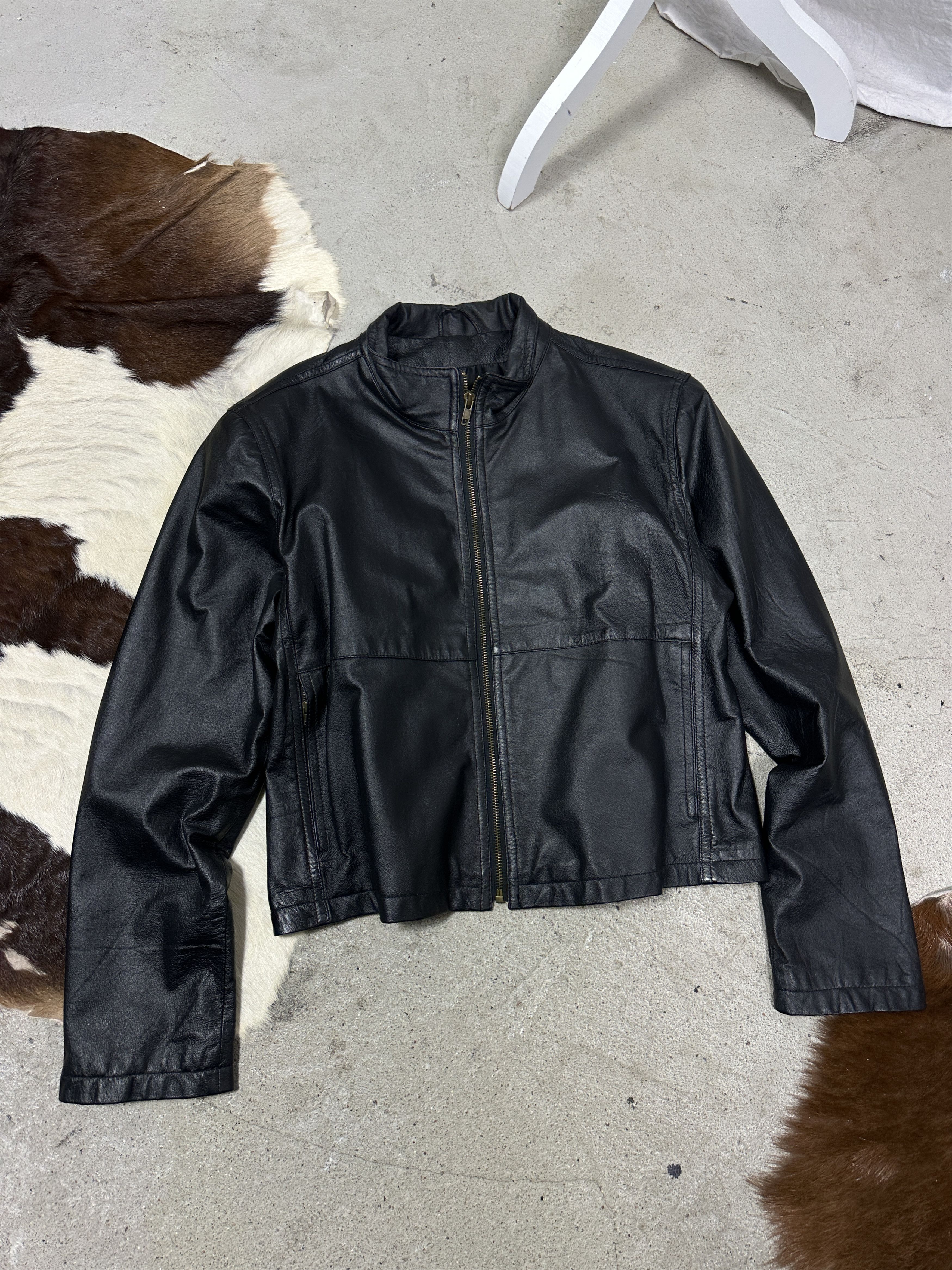 Vintage Vintage Leather Biker Moto Grunge Cropped Jacket 00s Size US M / EU 48-50 / 2 - 2 Thumbnail