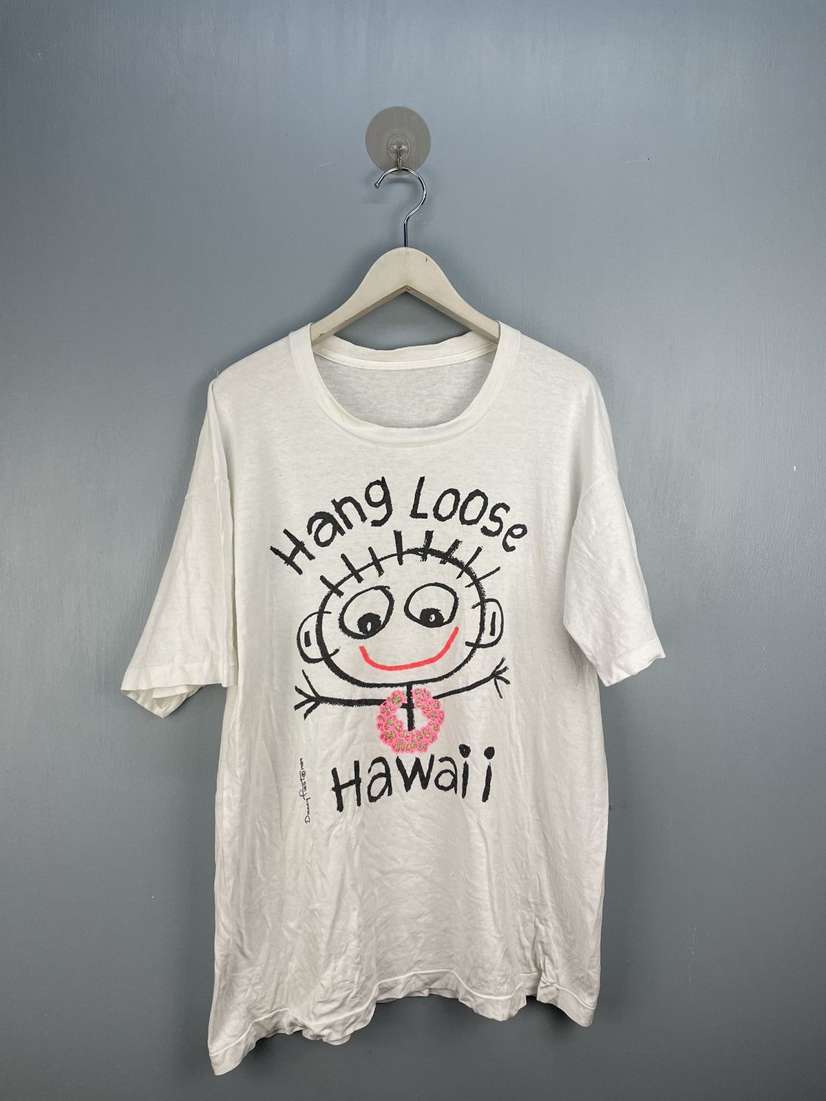 Vintage Vintage 80s Hang Loose Hawaii Danny First t shirt Size US XL / EU 56 / 4 - 1 Thumbnail