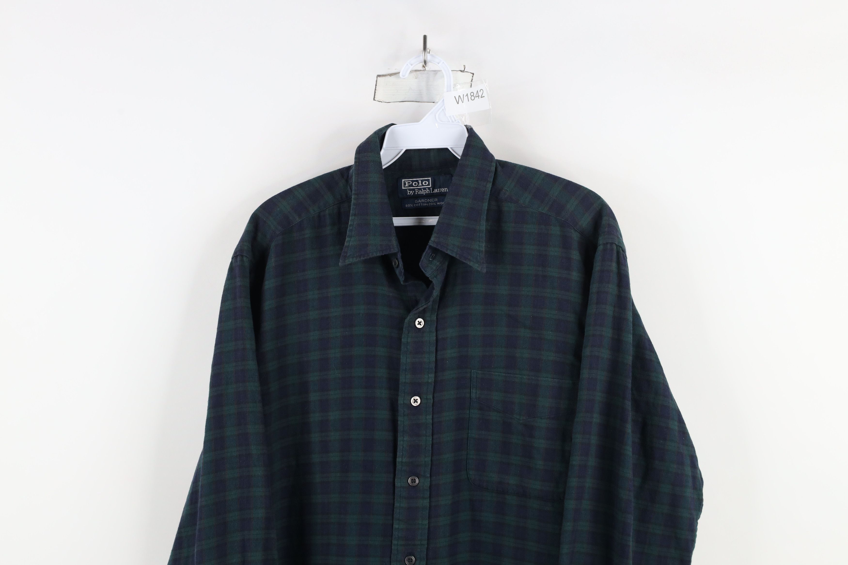 Polo Ralph Lauren Vintage 90s Ralph Lauren Gardner Wool Flannel Button Shirt Size US L / EU 52-54 / 3 - 2 Thumbnail