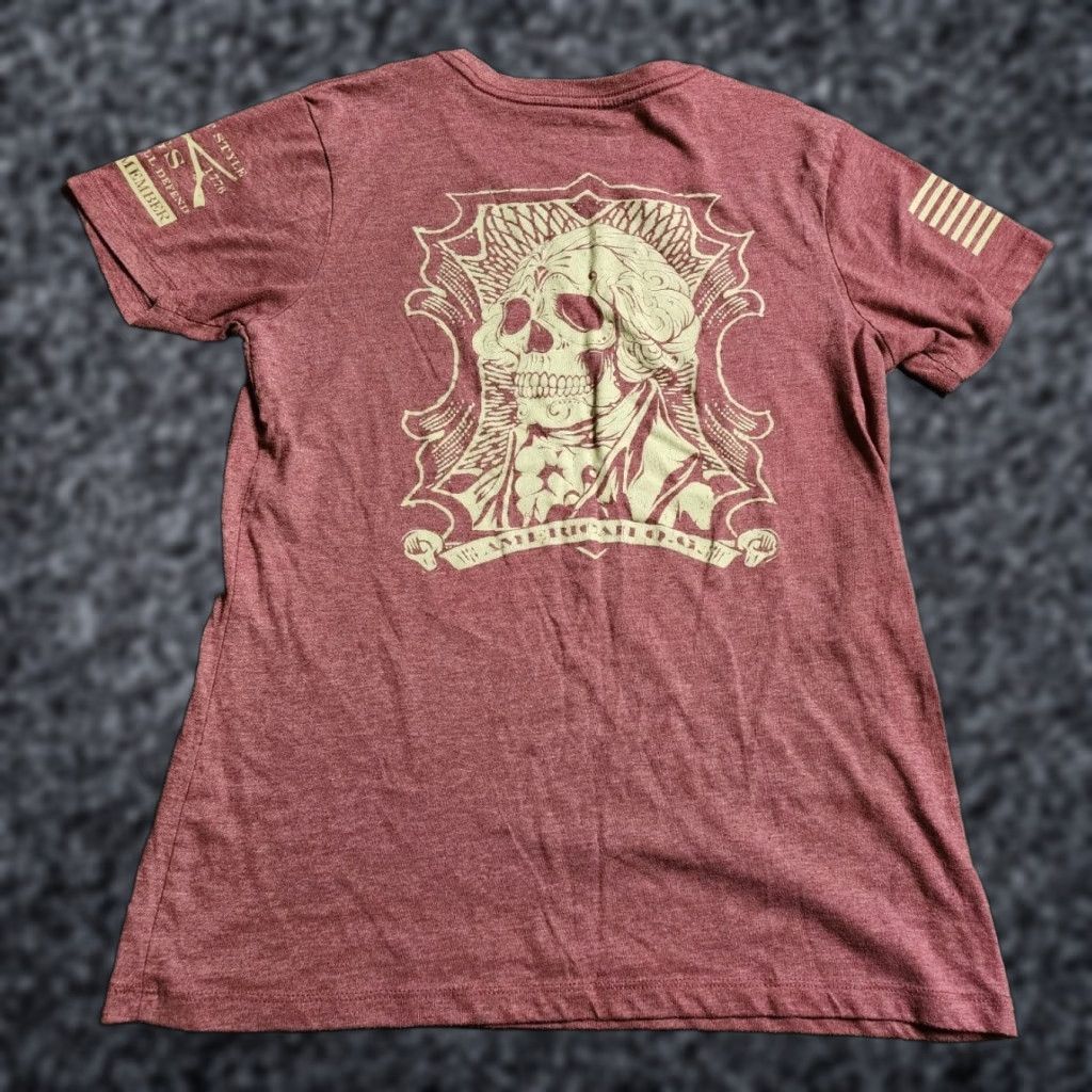 George Womens Grunt Style American OG George Washington Skull T Shirt Double Sided Red L Size L / US 10 / IT 46 - 1 Thumbnail