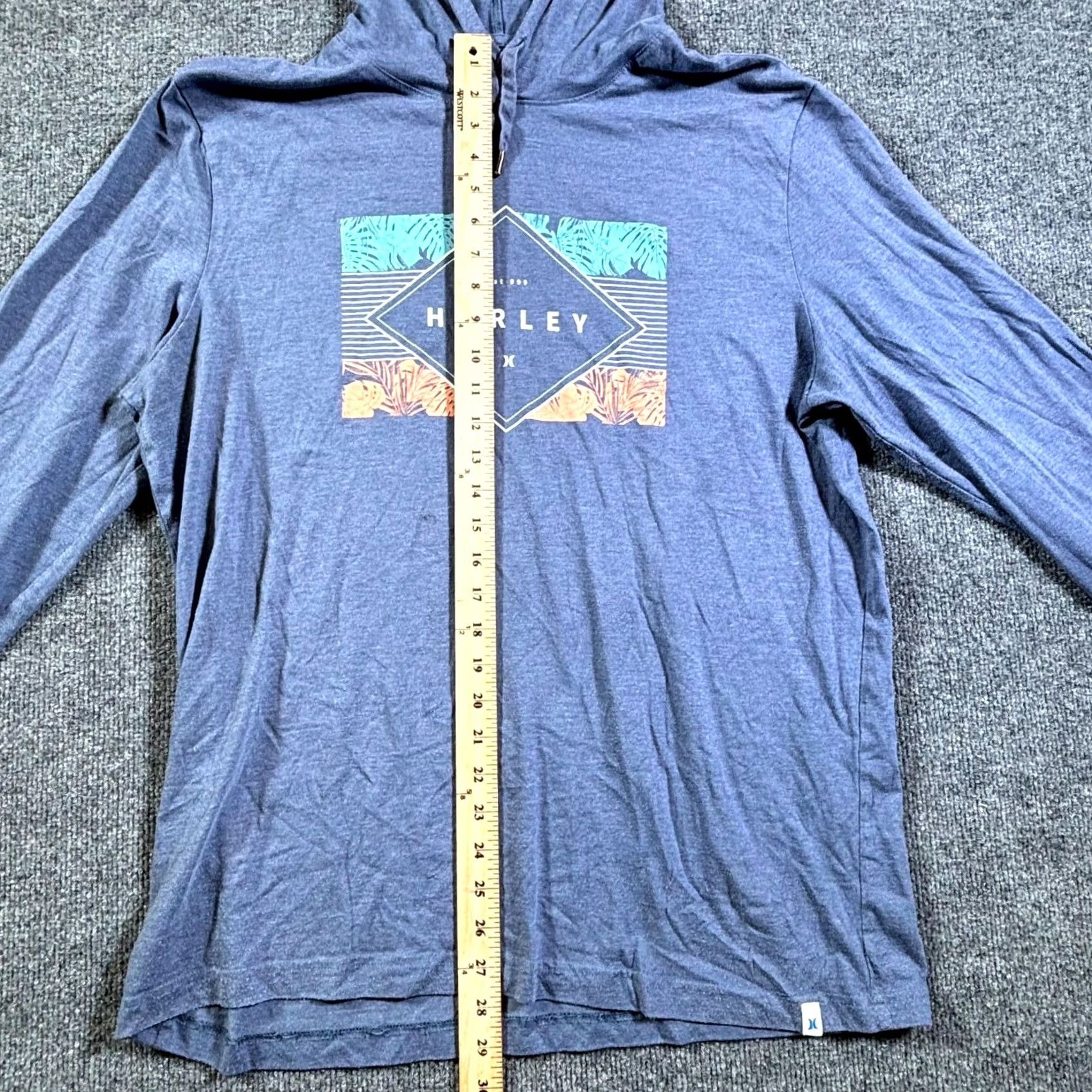 Hurley Hurley Hoodie Mens XL Blue Cotton Pullover Graphic Print Long Sleeve Casual Pullover Hooded Sweatshirt for Gym & Outdoor use Size US XL / EU 56 / 4 - 4 Thumbnail