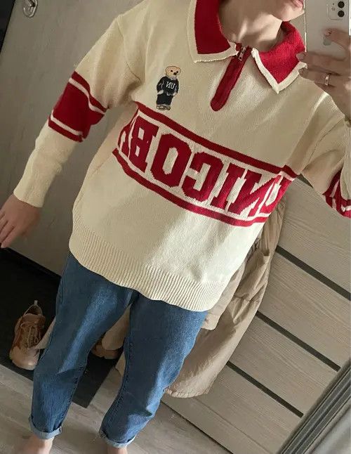 Other Harajuku Vintage Cute Bear Letter Print Polo Shirt Size US XXL / EU 58 / 5 - 2 Thumbnail