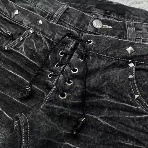 VIBE Retro Double Waist Lace Up Ripped Wide Leg Jeans Size US 35 - 4 Thumbnail