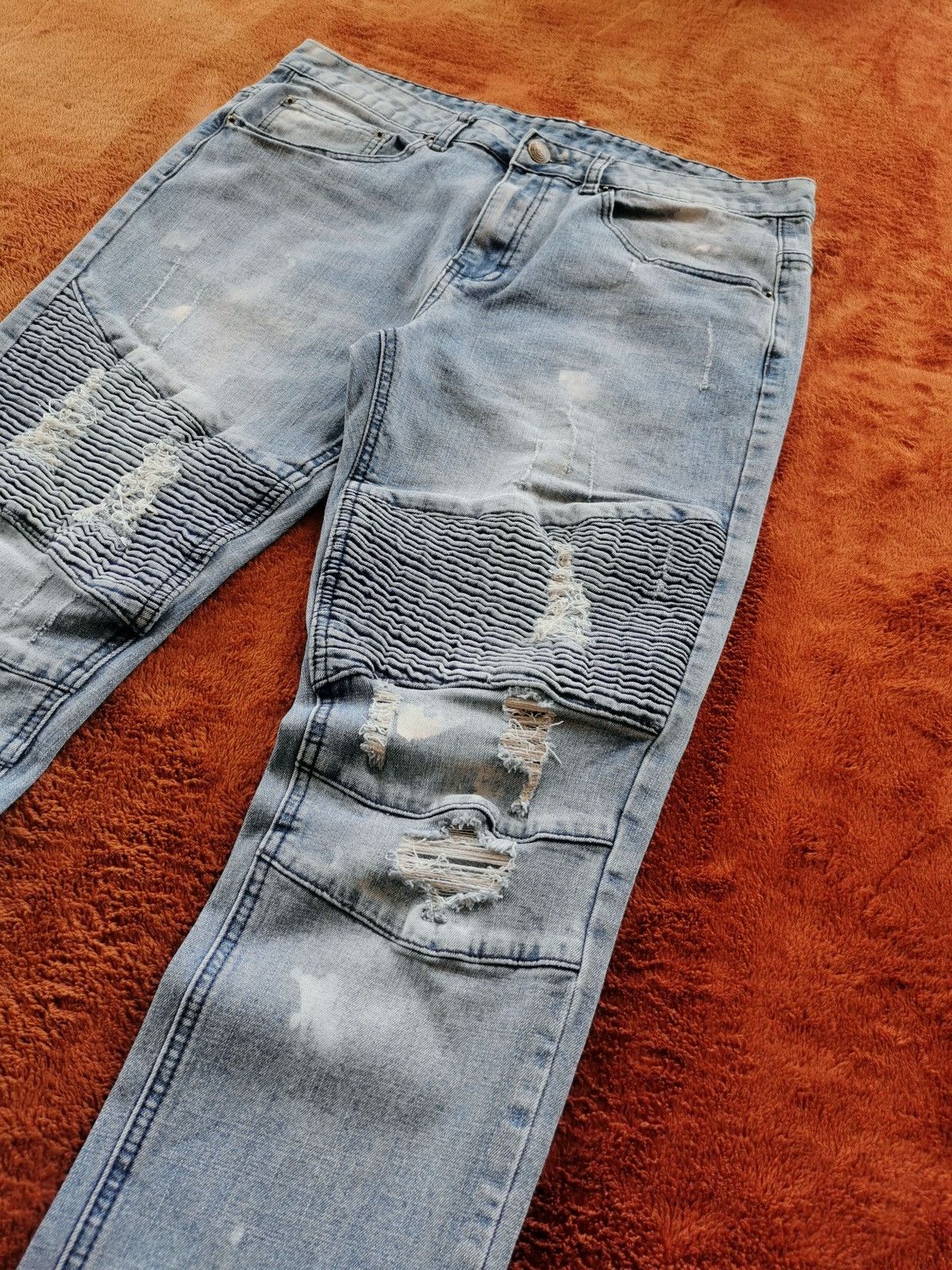 Young And Reckless Young & Reckless Distressed Biker Jeans Size US 33 - 4 Thumbnail