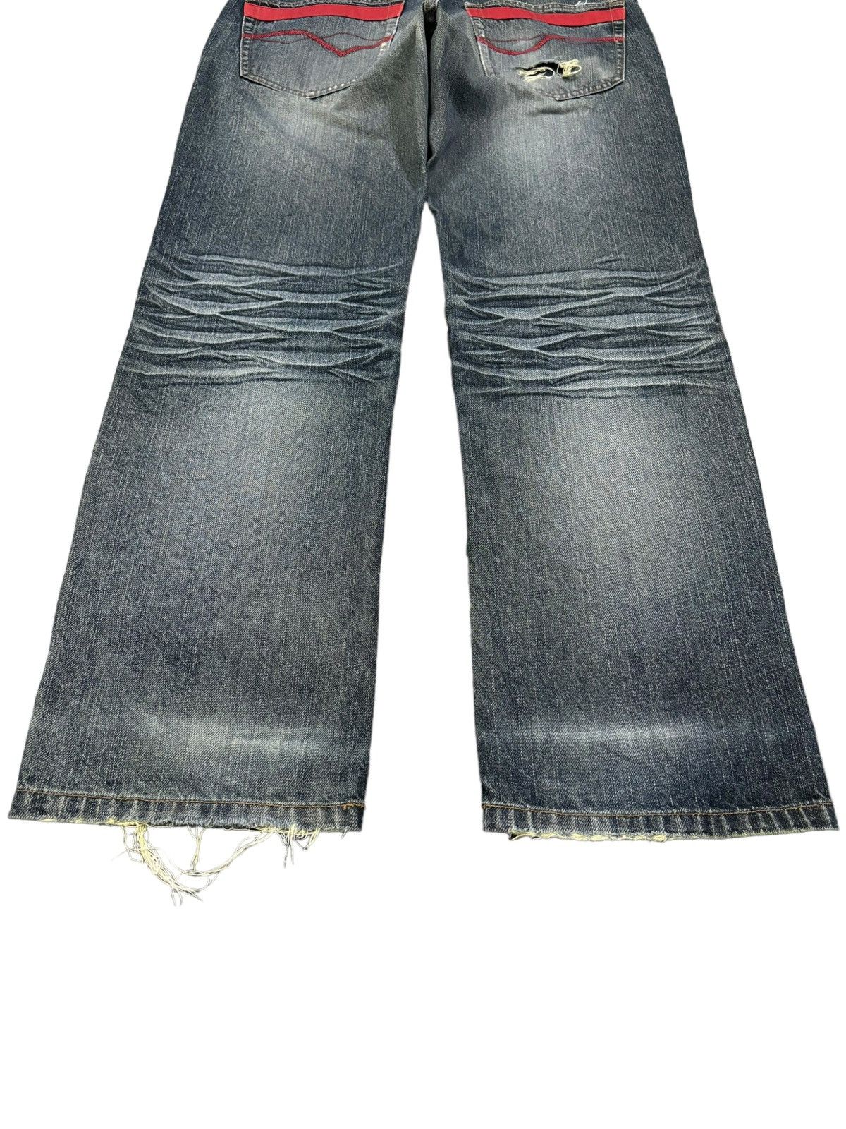 Japanese Brand Vintage Amore Puro American Classic Whiskers Ripped Jeans Size US 33 - 14 Thumbnail