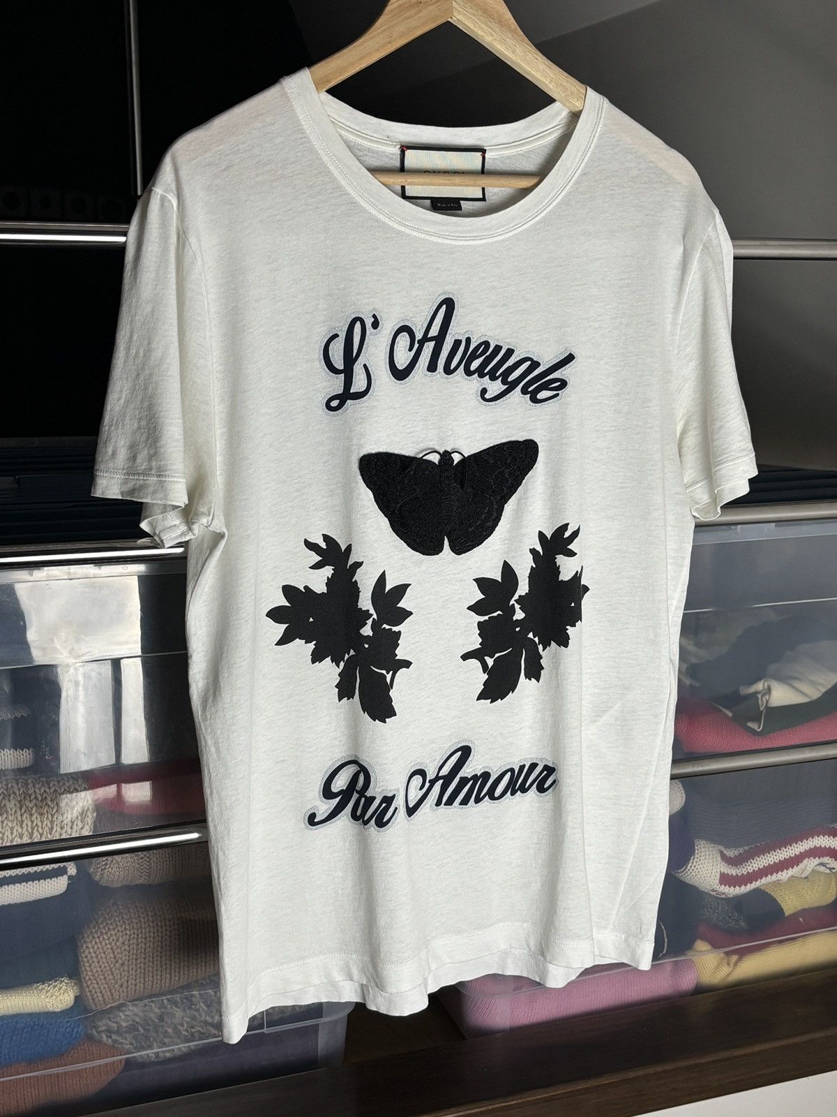 Gucci Gucci F/W 2016 L'Aveugle Par Amour Vintage Rare Moth Era Tee Size US S / EU 44-46 / 1 - 2 Thumbnail