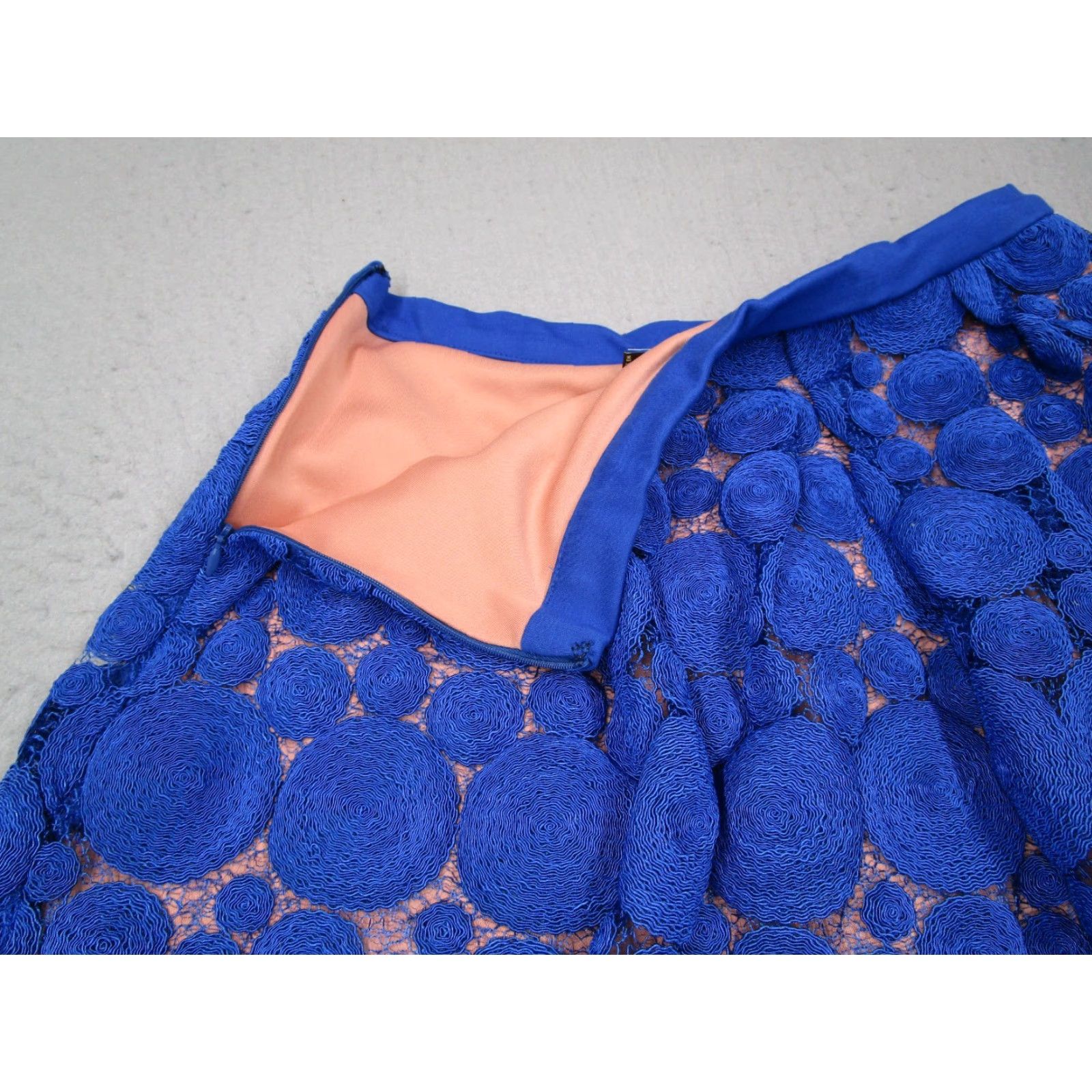 Anthropologie Eva Franco Skirt Women 6 Blue Lace Layered Embroidered Knee Length A-Line Casual Workwear Modern Bohemian 6 Womens Size 28" / US 6 / IT 42 - 7 Thumbnail