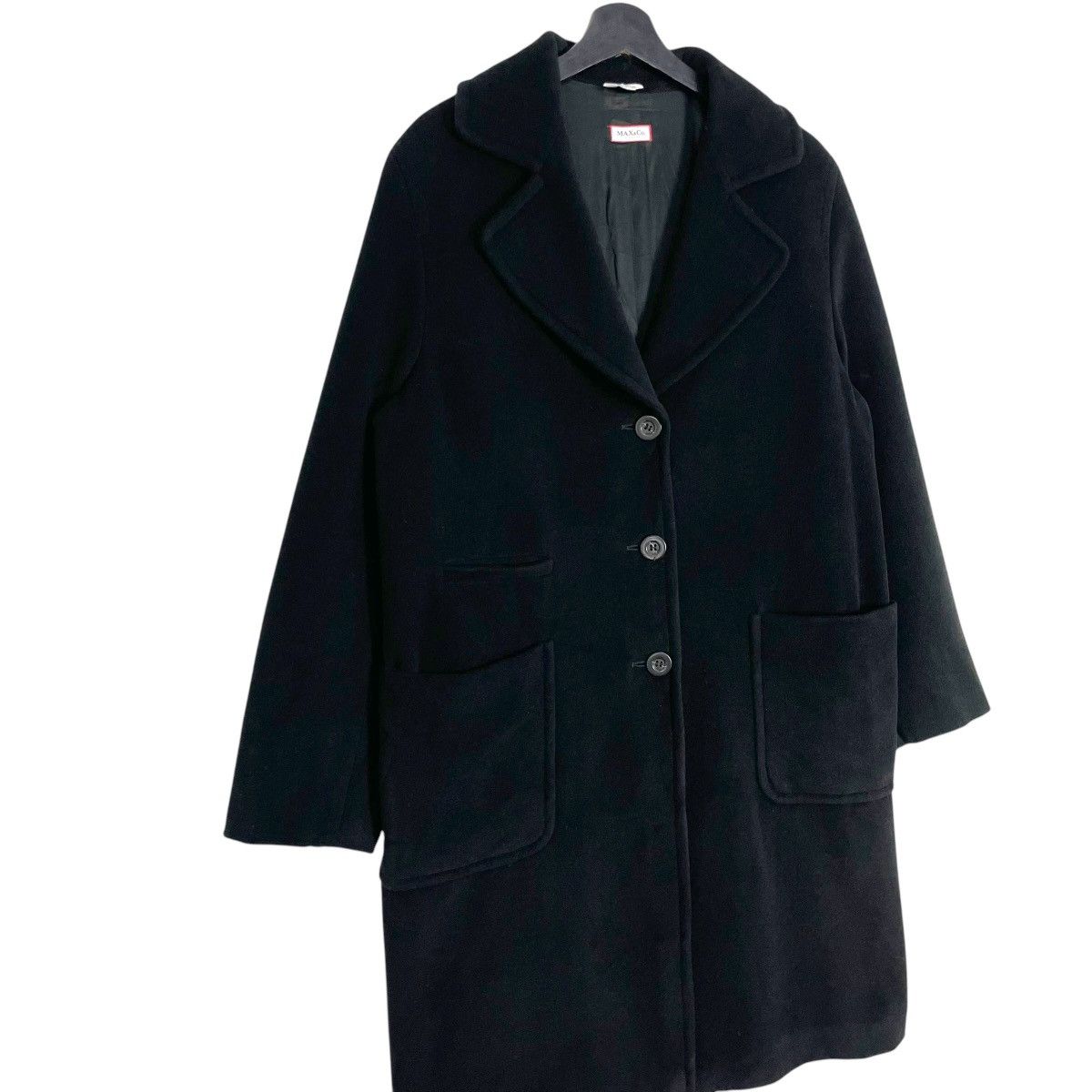 Vintage Max Mara Trench Coat Double Breasted Black Button Up