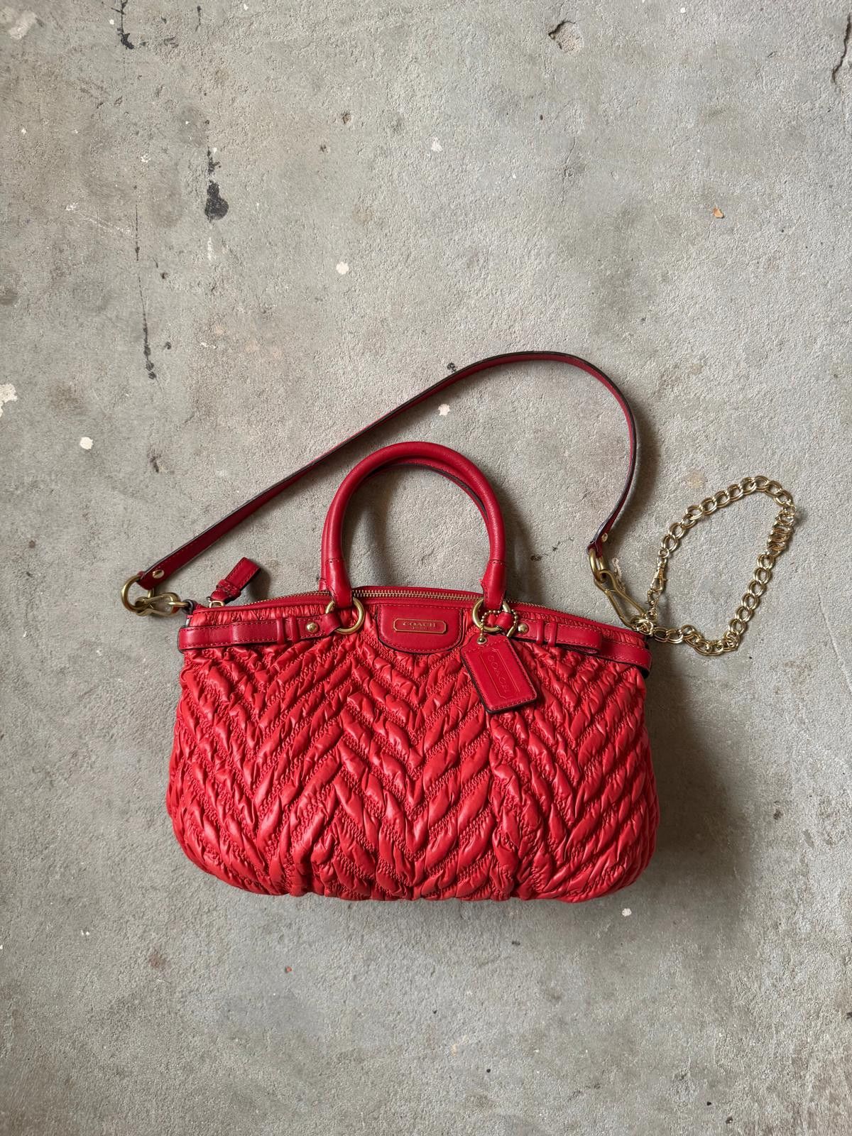 Coach Coach 2Way 70th Anniversary Quilted Nylon Shoulder Bag Red Size ONE SIZE - 1 Thumbnail