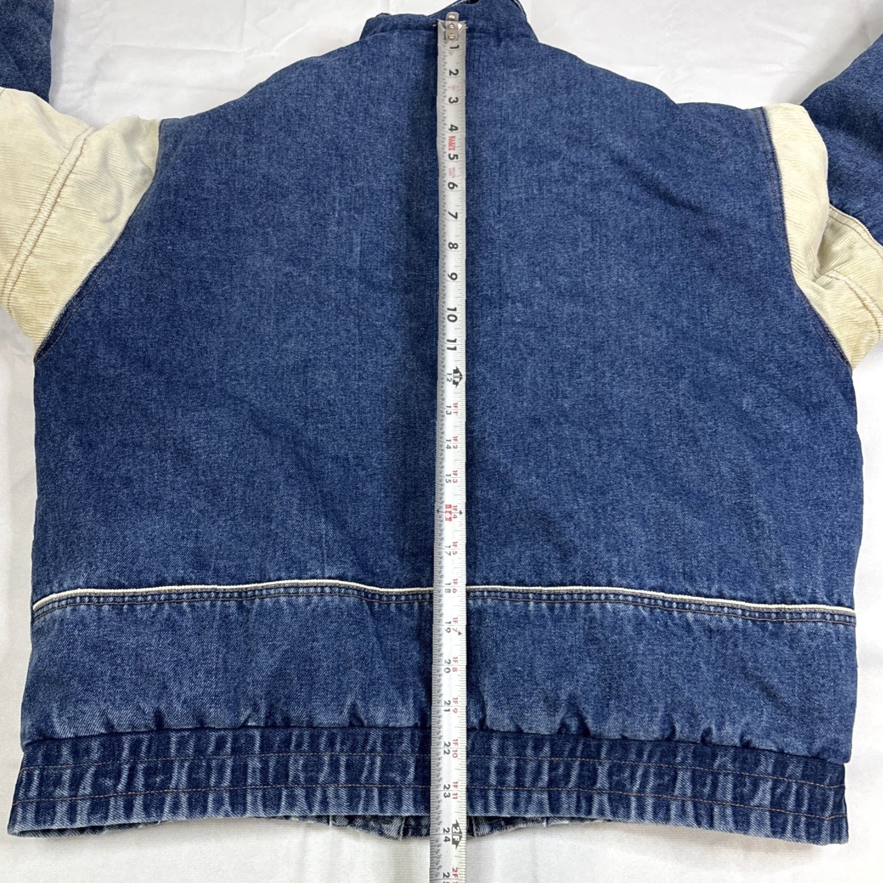 Denime Clipper Bay Jacket Women L Blue Denim Corduroy Short Insulated Size 36" / US 14 / IT 50 - 7 Thumbnail