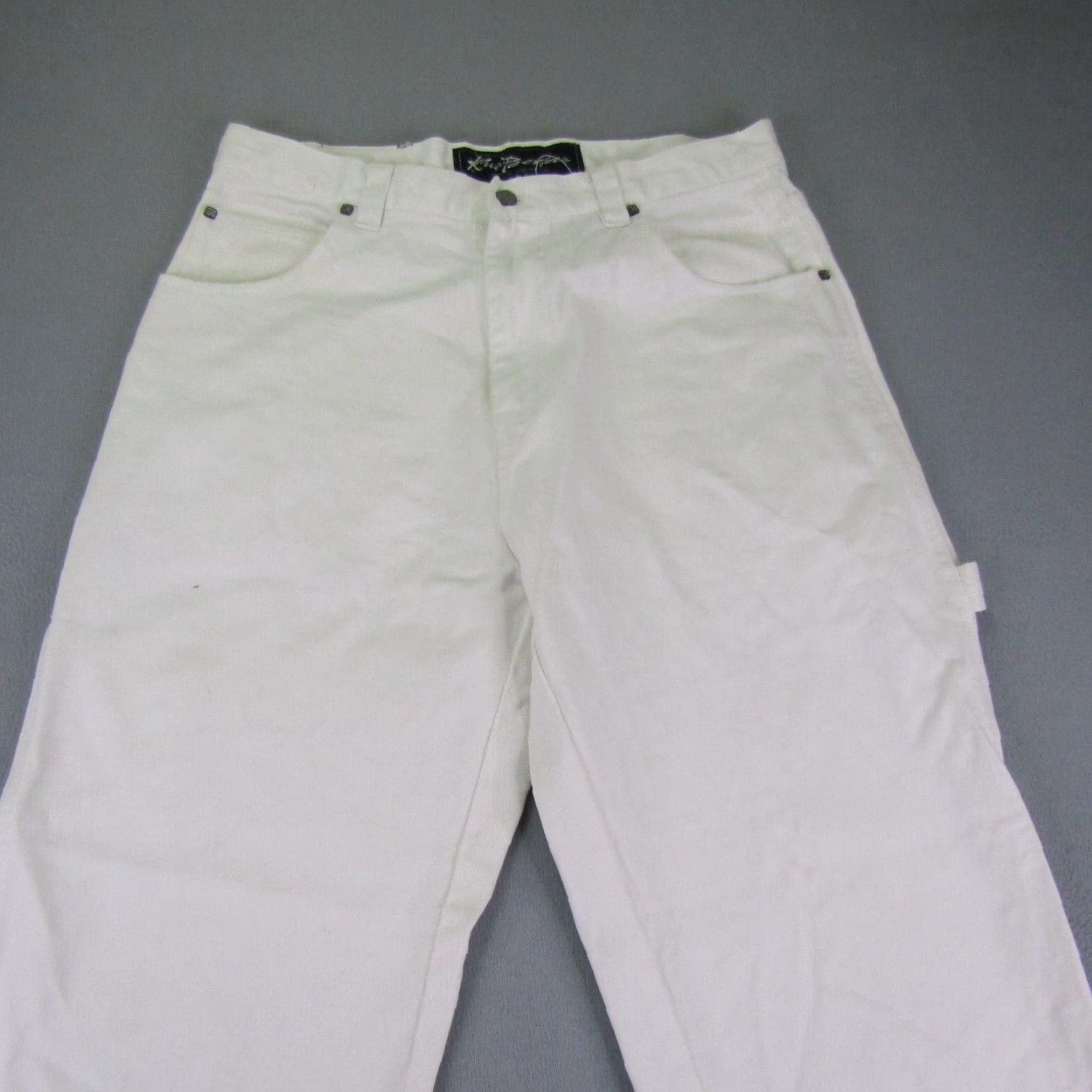 Denime VINTAGE Kno Betta Jeans Mens 36 White Denim Carpenter Baggy Straight 90s Hip Hop Outdoor Mens Size US 35 - 2 Thumbnail