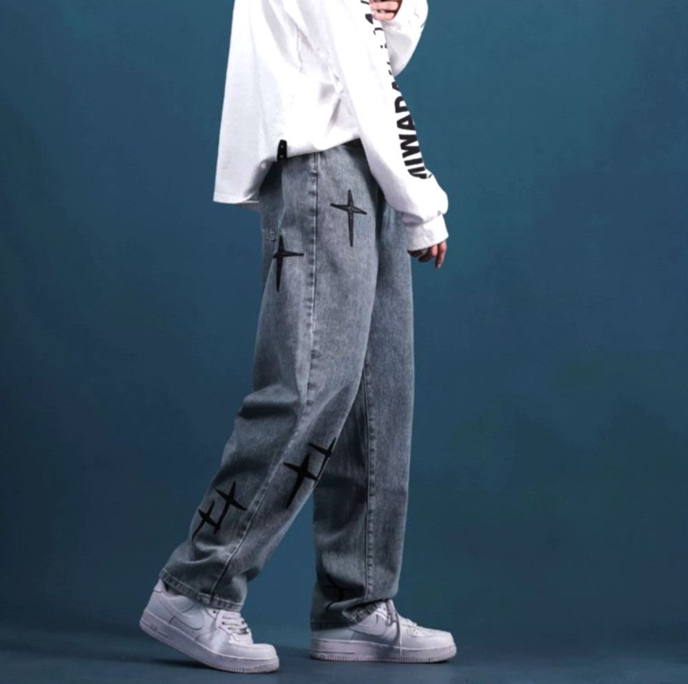 Designer × Japanese Brand × Vintage Vintage Punk Stars Washed Pants Hippie Rave Size US 30 / EU 46 - 2 Thumbnail