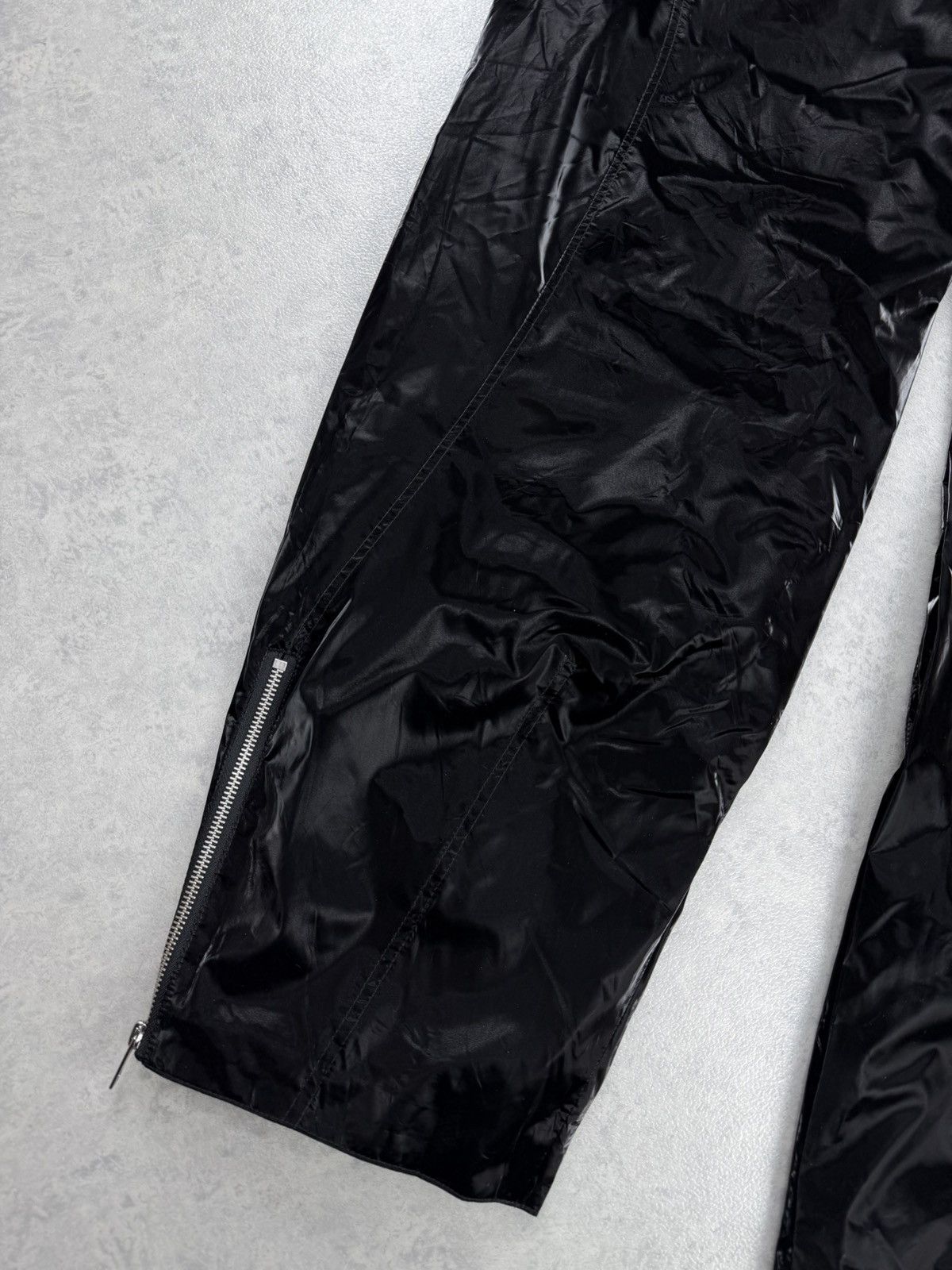 H&M × Mugler Mugler x H&M Black Coated Biker Pants Zip Detail Size 46R Size US 38 / EU 54 - 3 Thumbnail
