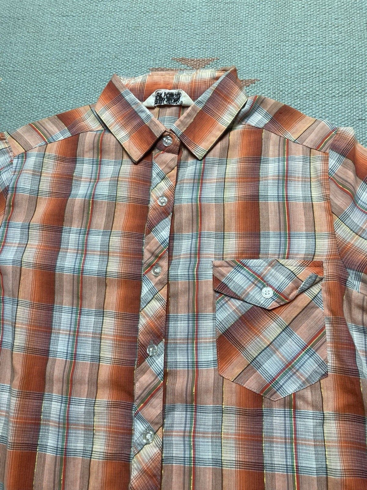 Vintage Vintage 60s button shirt plaid poly cotton women’s small Size S / US 4 / IT 40 - 3 Thumbnail