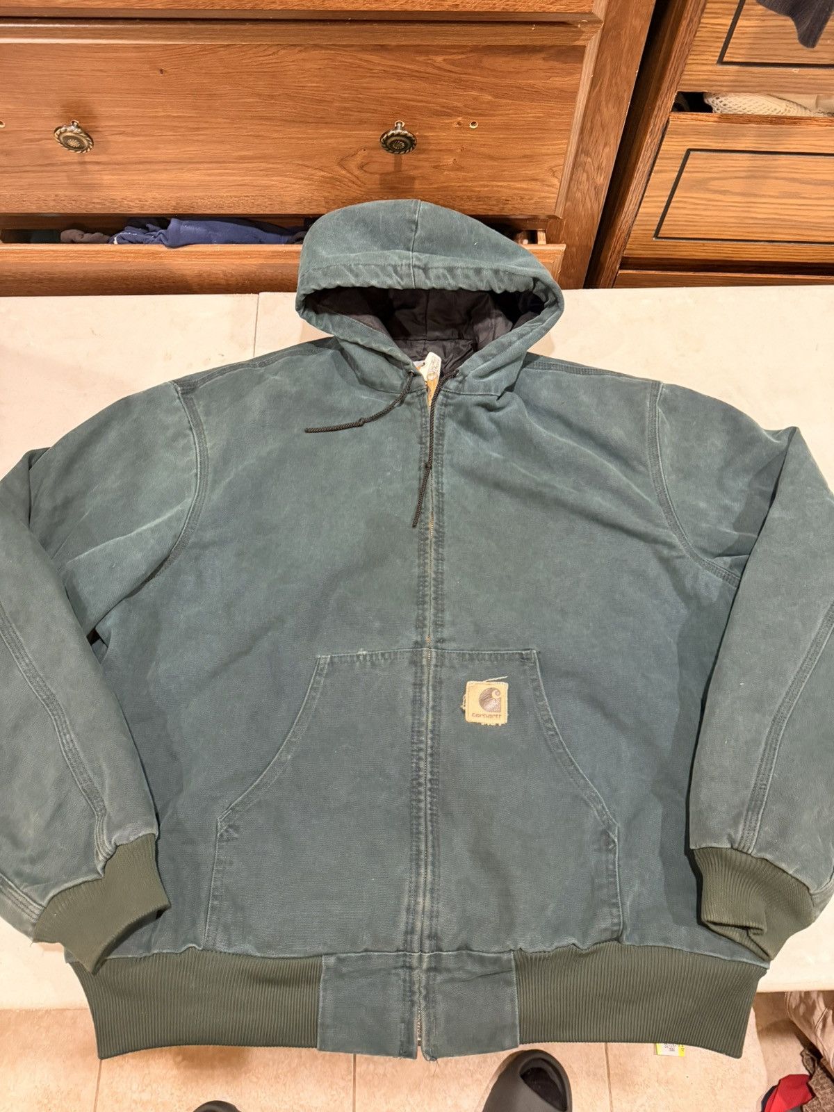 Carhartt Vintage Carhartt Jacket Hooded Green JQ243 Size US XL / EU 56 / 4 - 1 Thumbnail