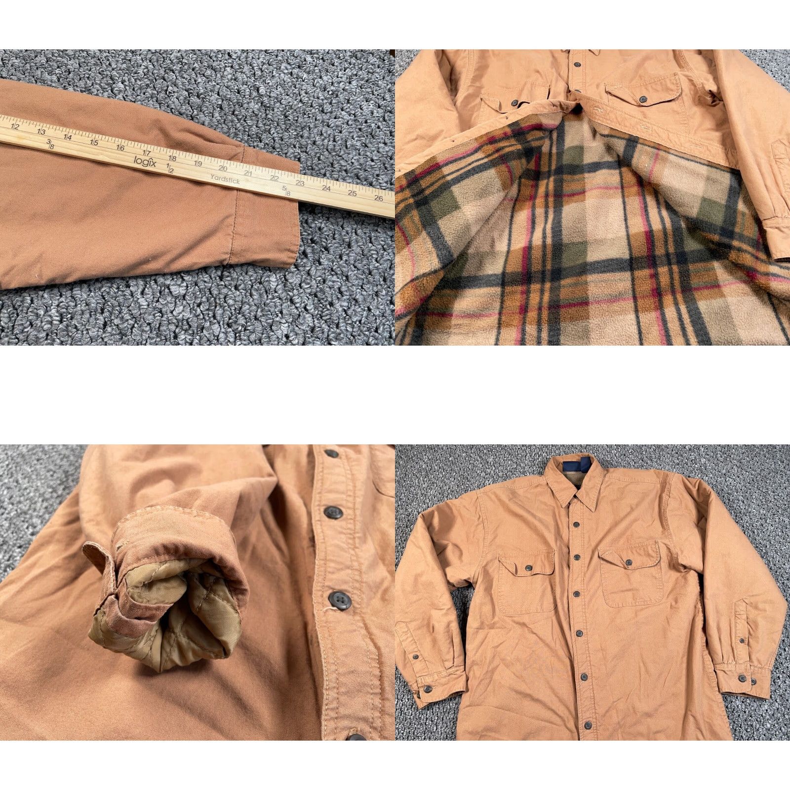 Route 66 Workwear Fleece Lined Shirt Jacket Adult Medium Tan Brown Shacket Plaid Lining Size US M / EU 48-50 / 2 - 8 Thumbnail
