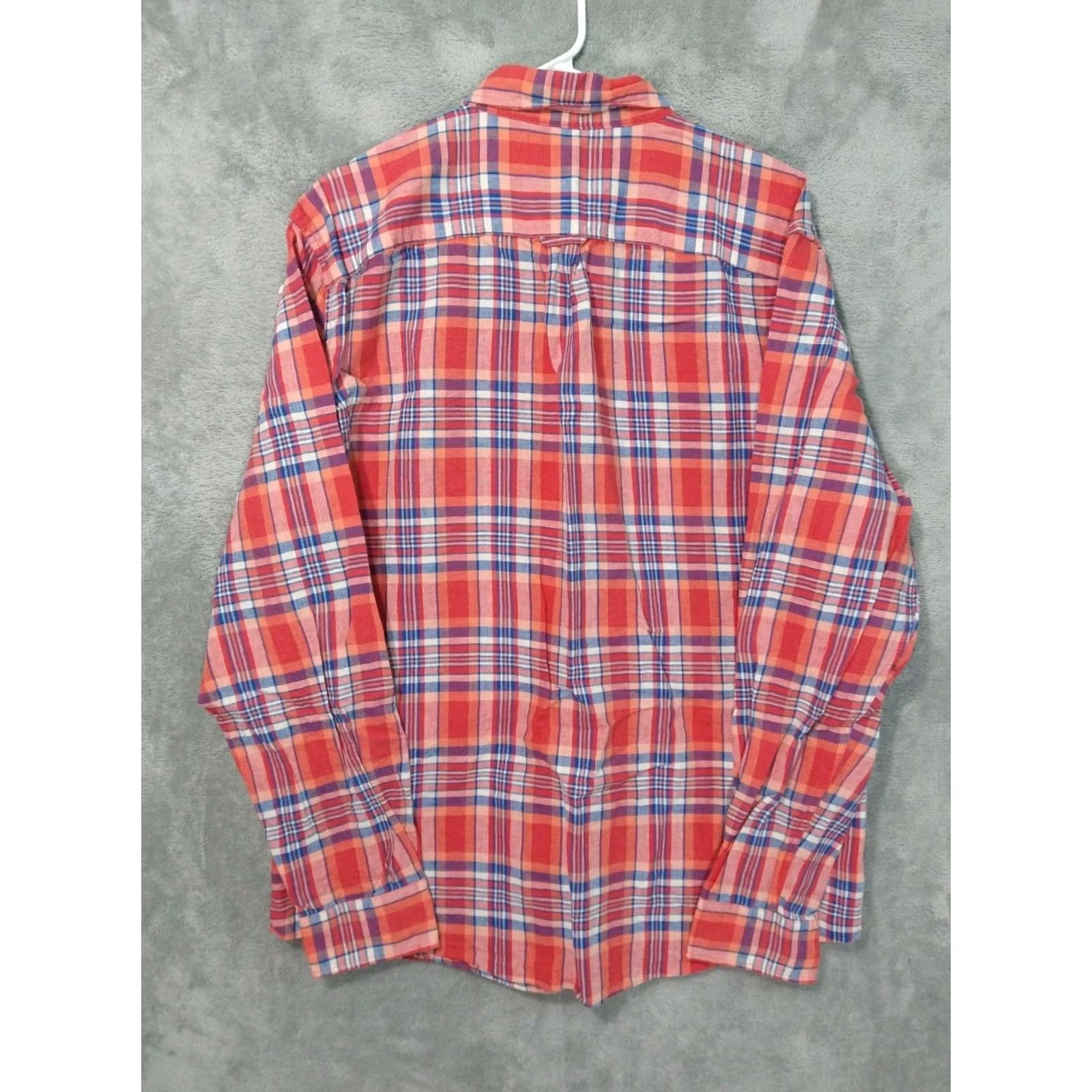 American Eagle Outfitters American Eagle Outfitters Shirt Mens XL Orange Plaid Linen Blend Long Sleeve Classic Fit Size US XL / EU 56 / 4 - 2 Thumbnail