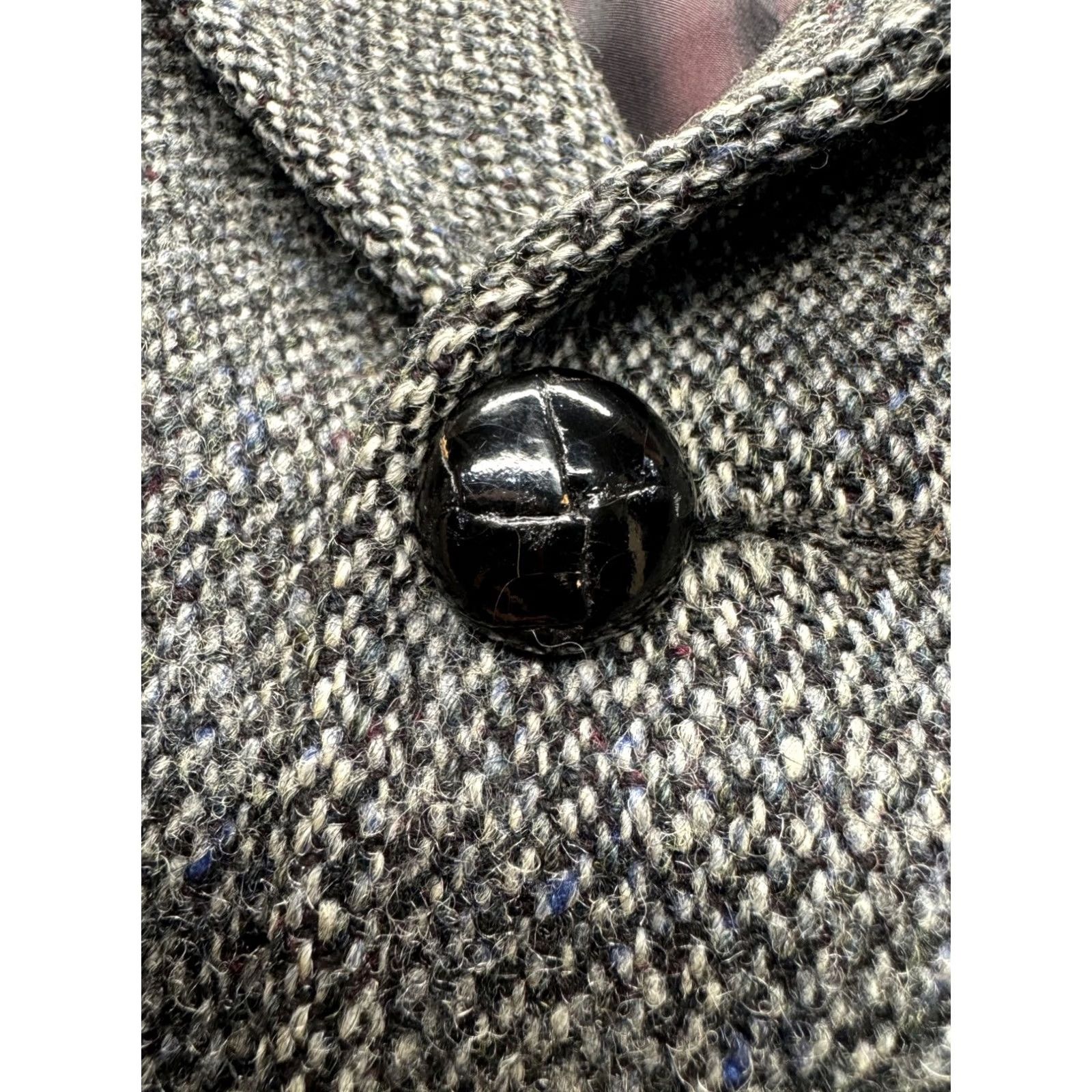 Harris Tweed VINTAGE Harris Tweed Handwoven Jacket Men's 40 Grey Wool Overcoat 100% Virgin Scottish Wool Harris Tweed Mens Jacket Size US XXS / EU 40 - 4 Thumbnail