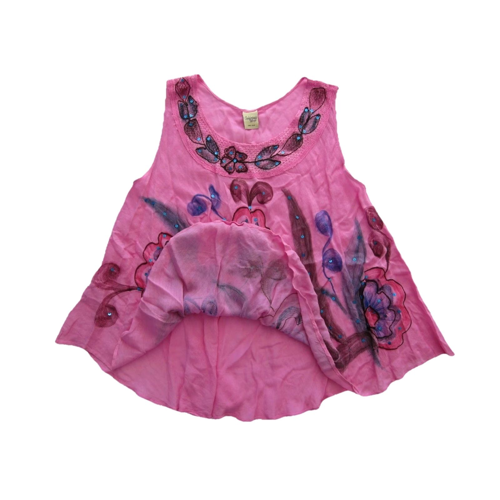 Vintage VINTAGE California Breeze Tank Women L Pink Floral Embroidered Sleeveless Rayon Blouse Large Size L / US 10 / IT 46 - 5 Thumbnail
