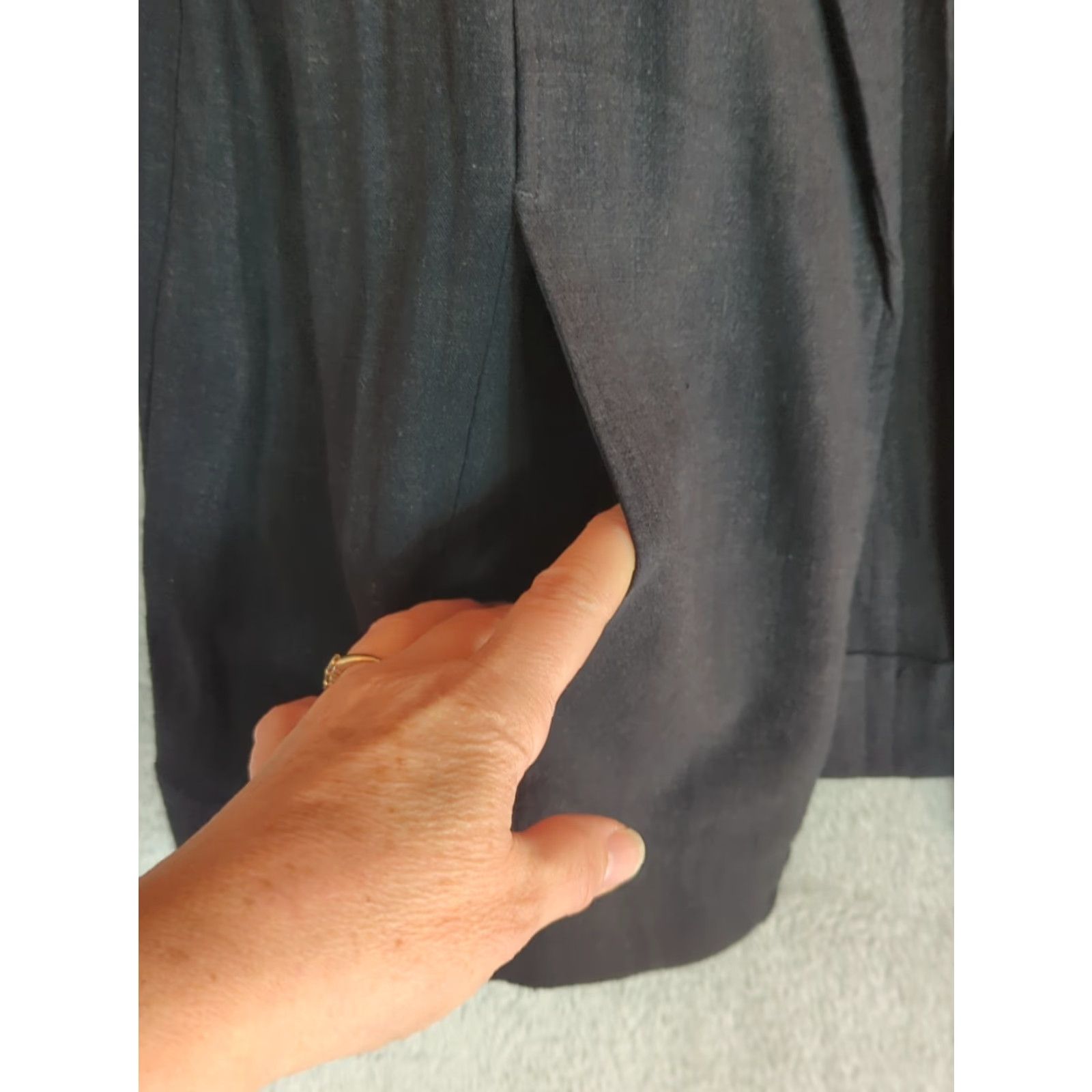 Vintage LOGO LINENS by Lori Goldstein black linen blend open jacket Shirt Womens M Black Solid Minimalist Classic Lagenlook Open - Wait Size M / US 6-8 / IT 42-44 - 3 Thumbnail