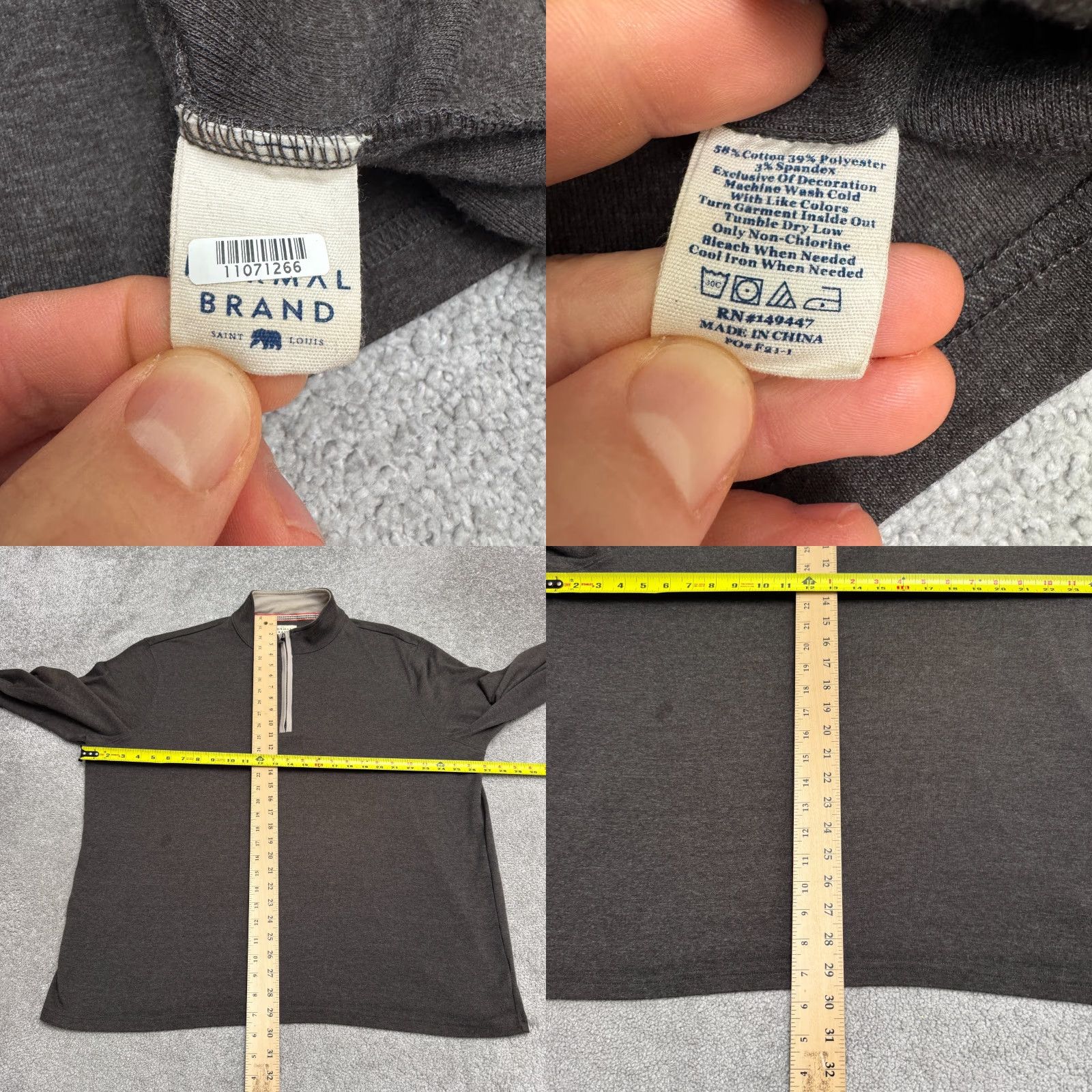 J Brand The Normal Brand 1/4 Zip Pullover Sweater Mens 2XL Dark Gray Stretch Casual Knit Long Sleeve Mock Neck Shirt Size US XXL / EU 58 / 5 - 8 Thumbnail