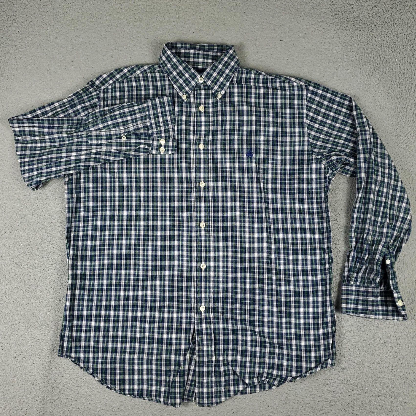 Brooks Brothers Brooks Brothers Shirt Mens M Blue Green Plaid Button Down Dress Shirt Size 40R - 2 Thumbnail